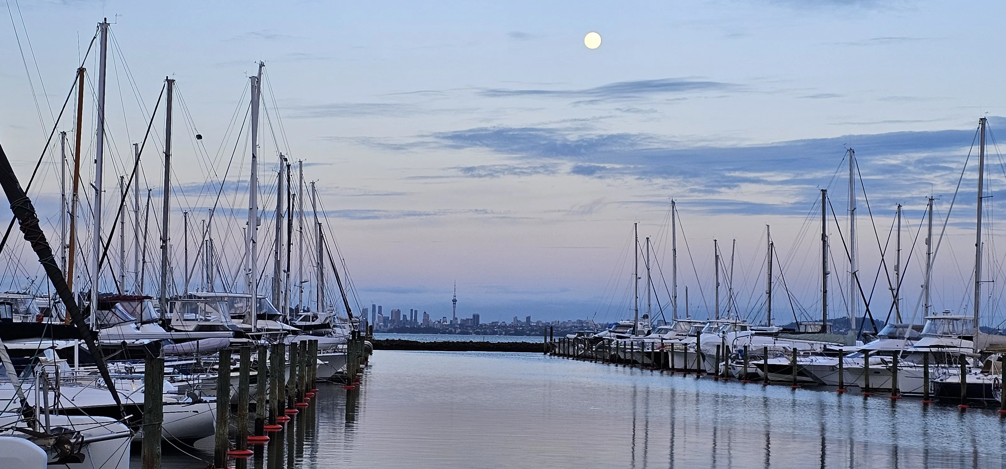 Moon over the marina