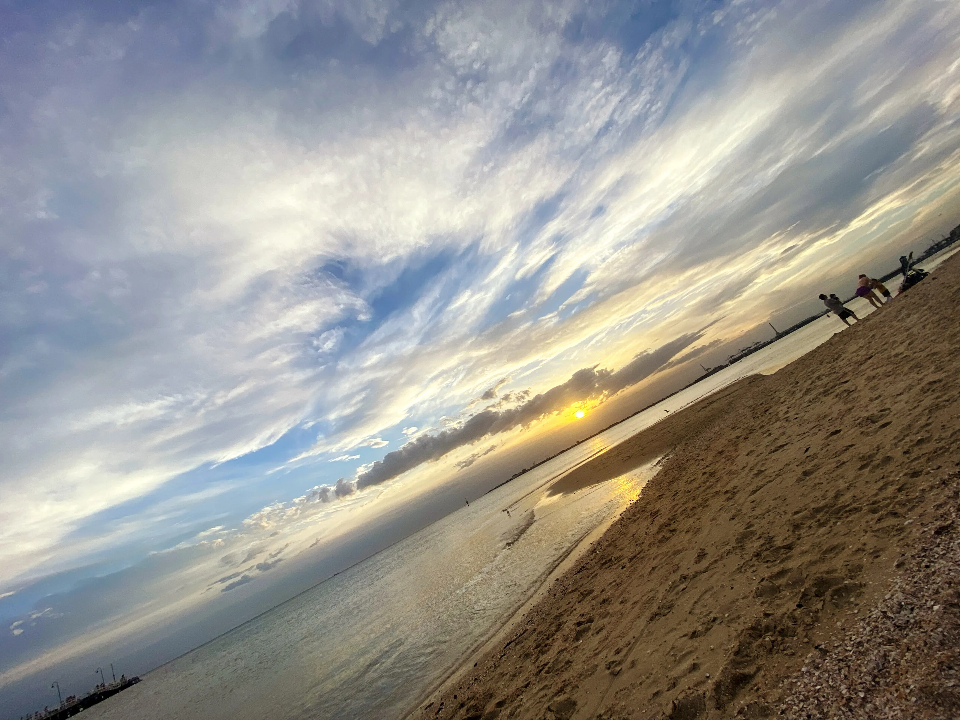 The sunset view over the ocean.