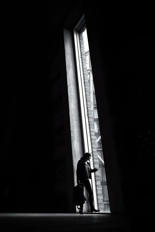 At the window at Tate modern Black and white street photography