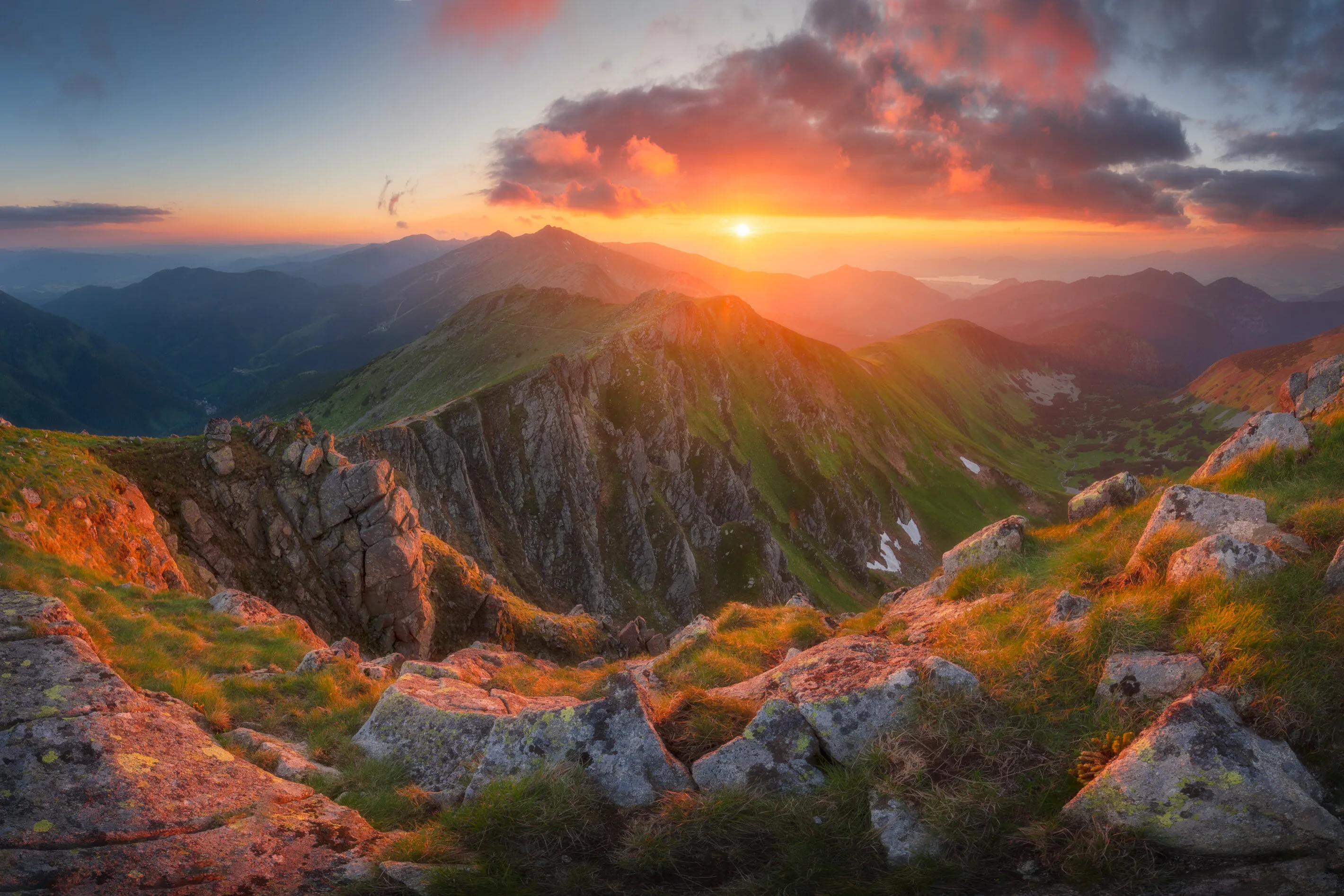 Summer sunset in the mountains