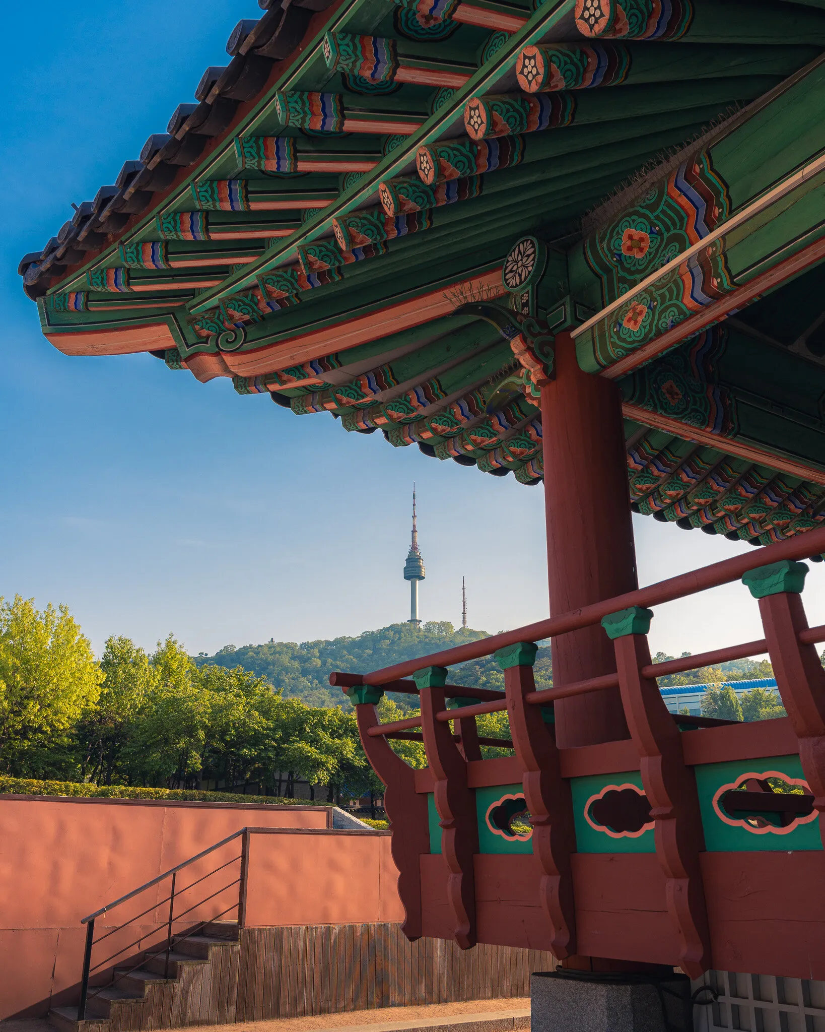 Views of Namsan Tower from Namsangol Hanok Village