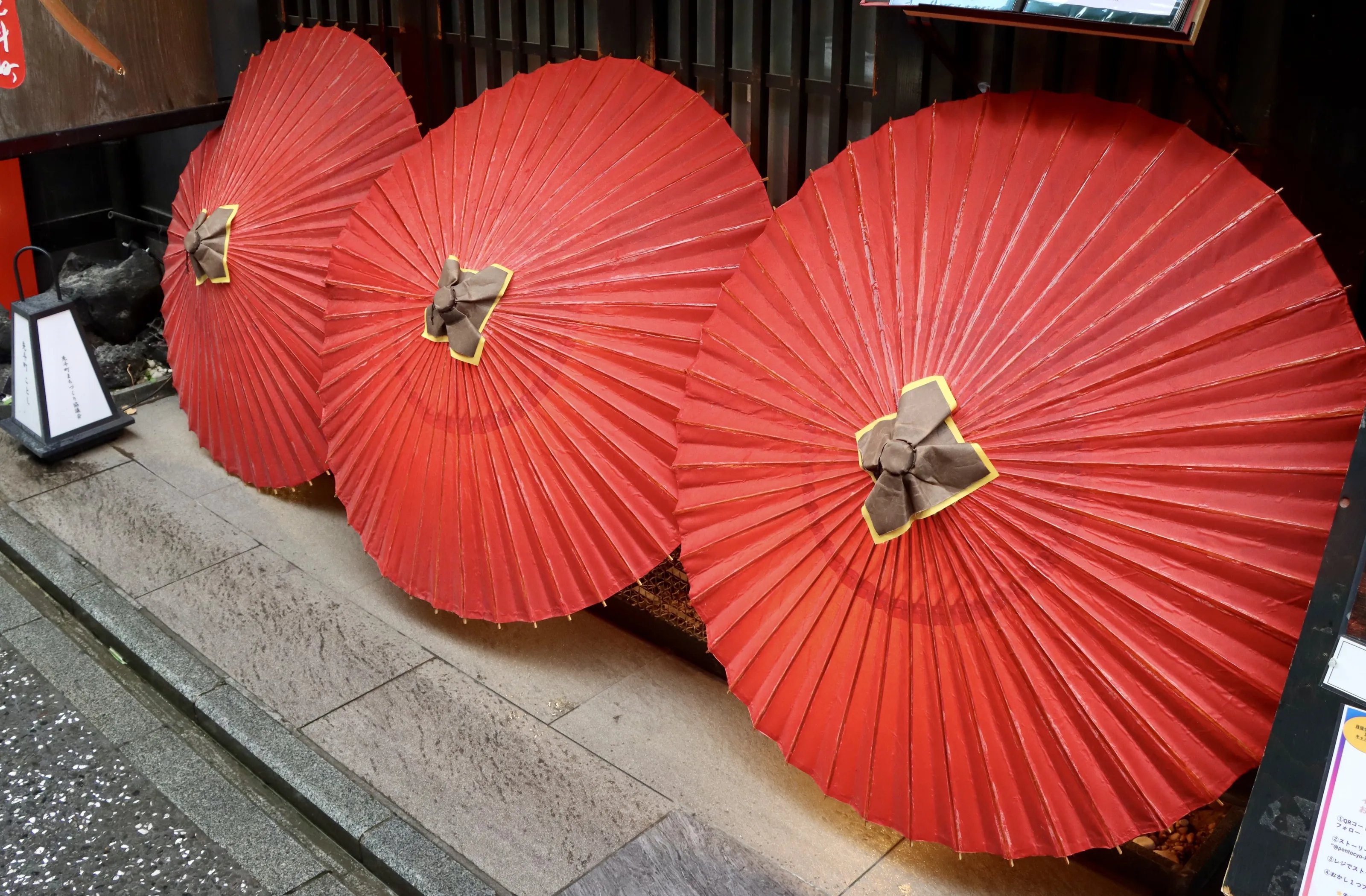 Red umbrellas