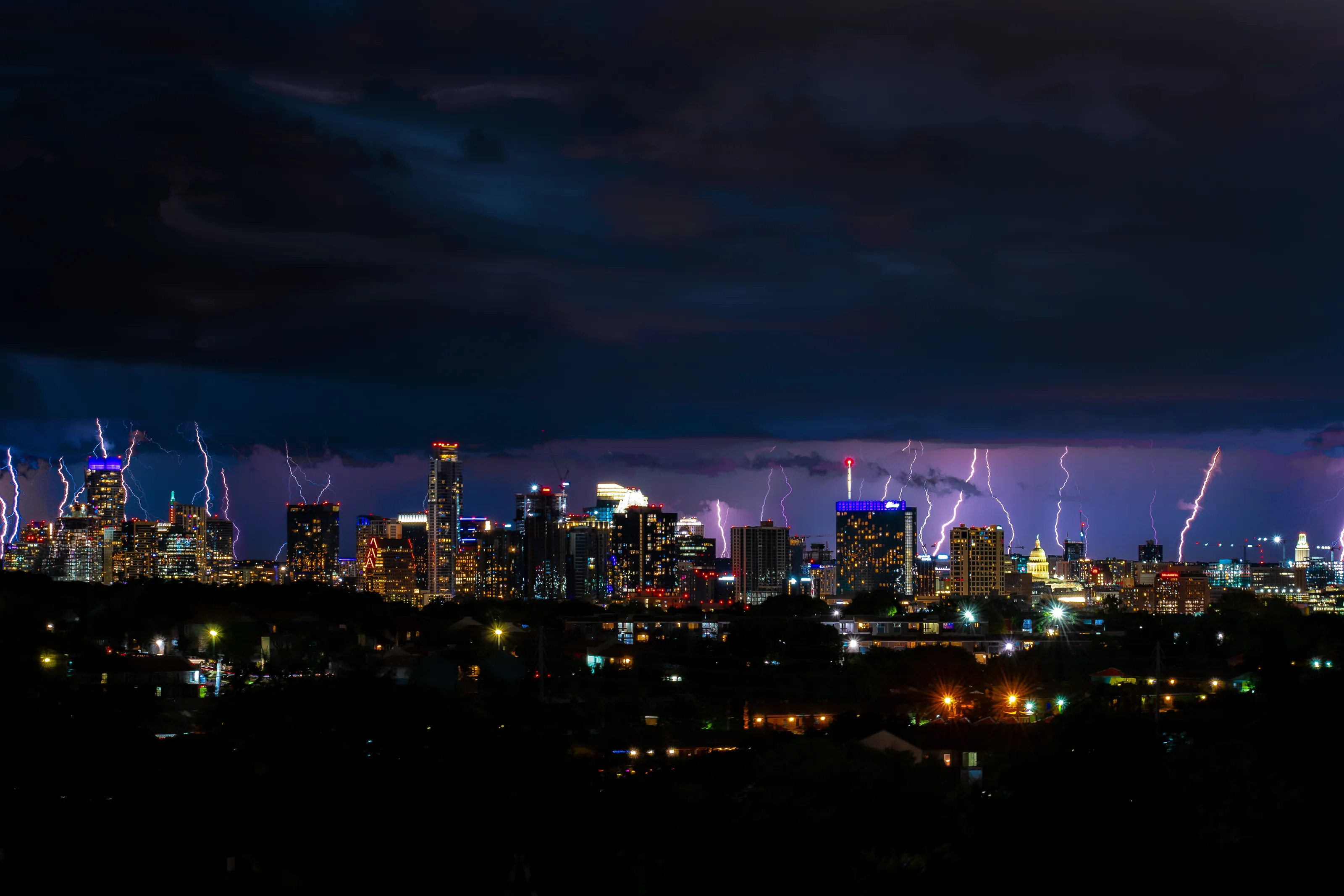 Strong thunderstorms over Austin, TX