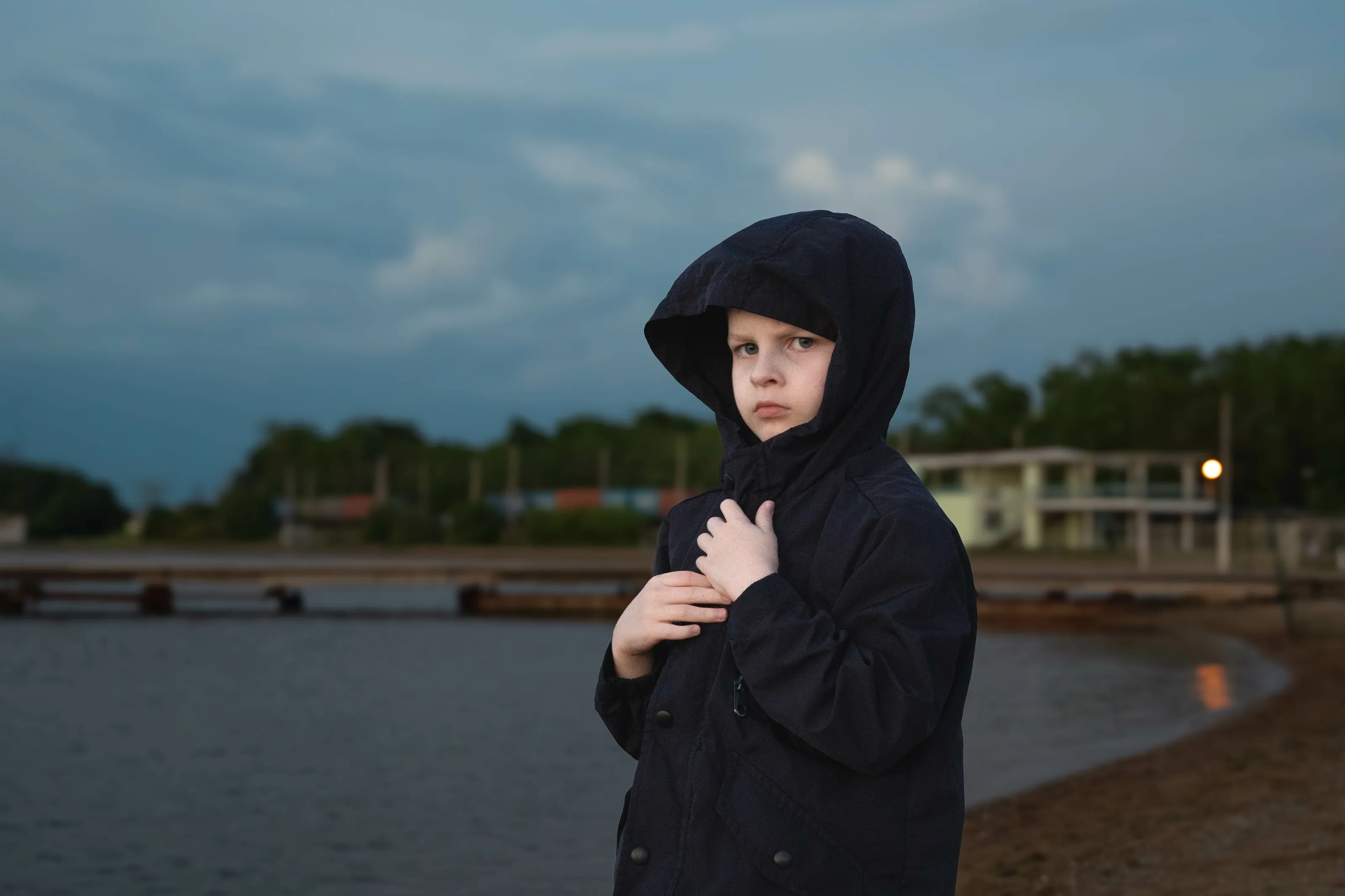 Boy exploring ocean