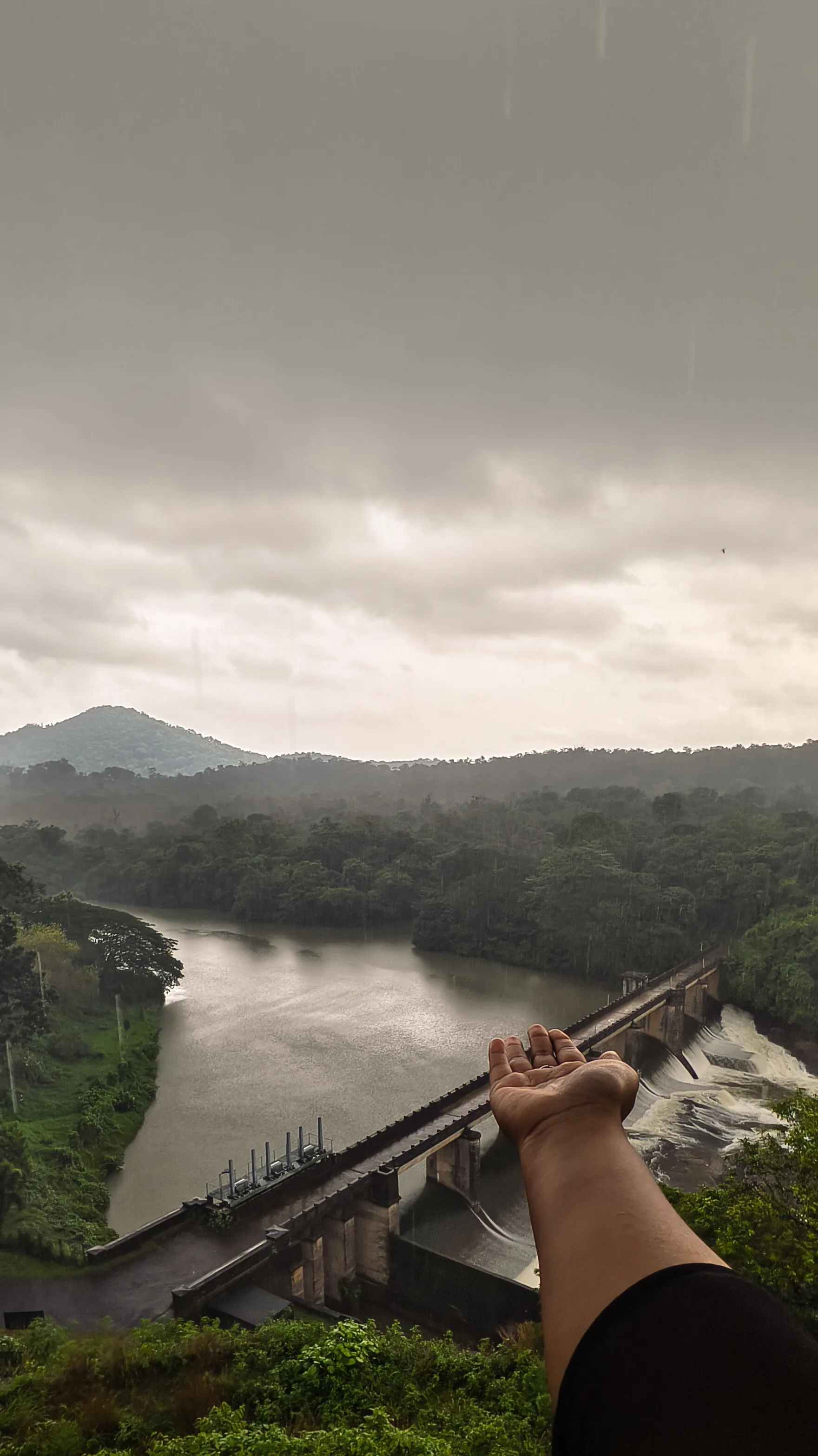 A wide view of a dam