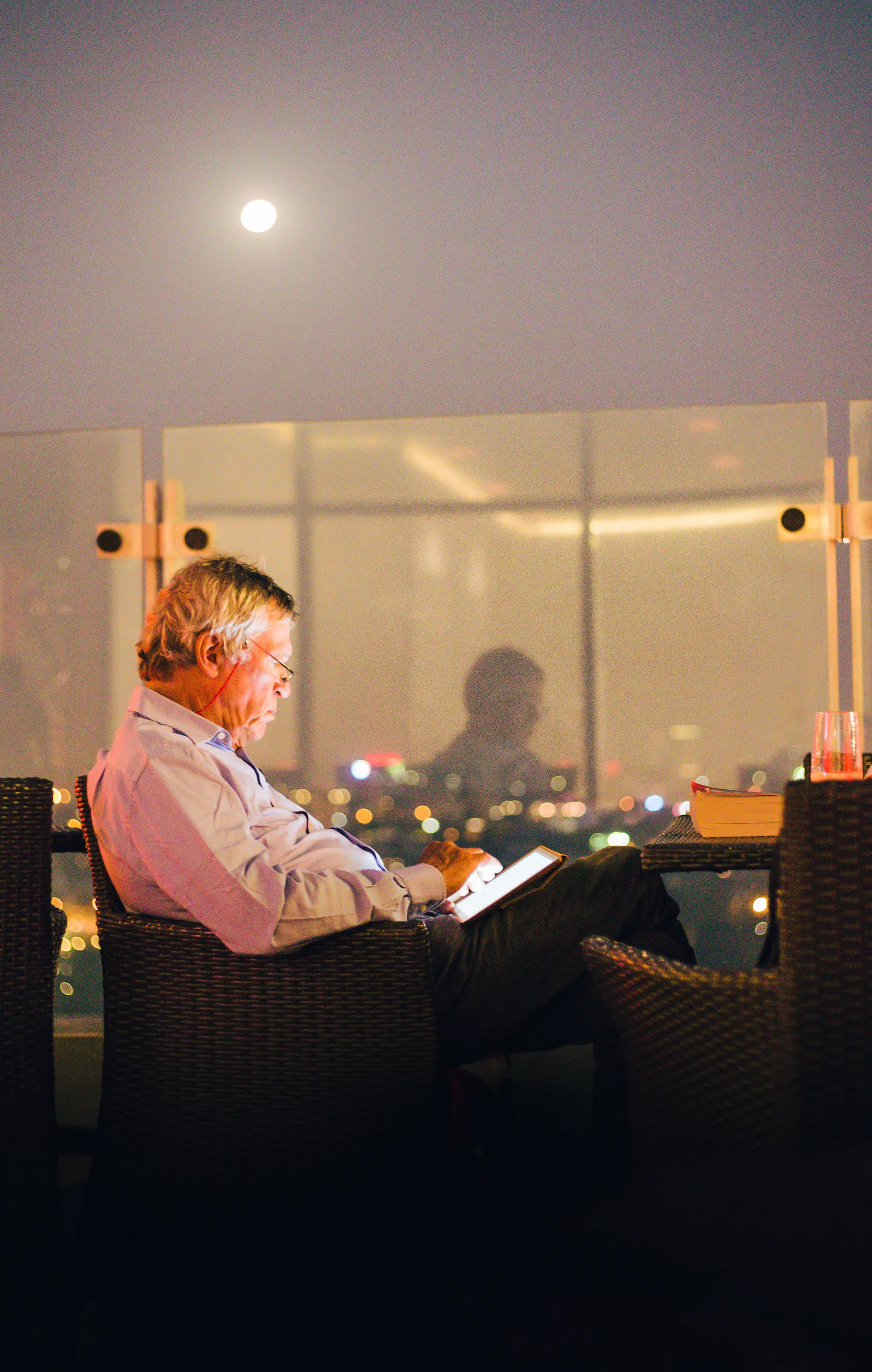 Reading under the moon