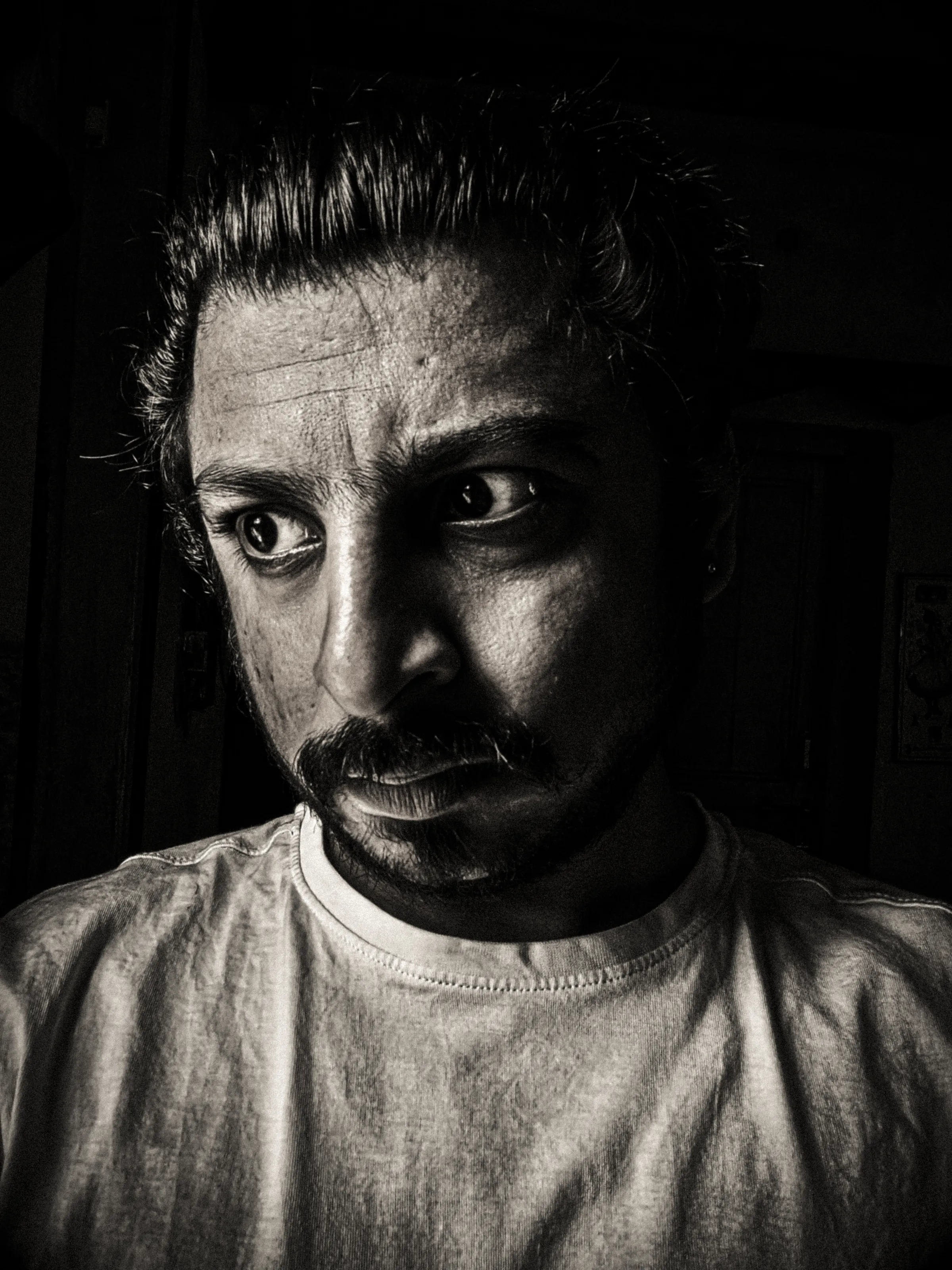 Self portrait in black and white