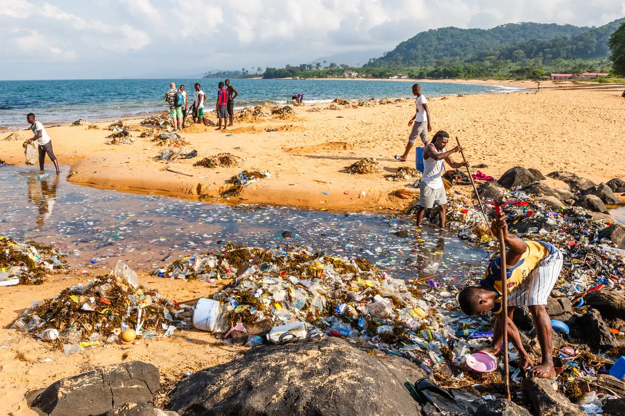 Littered Kent Beach in Sierra Leone