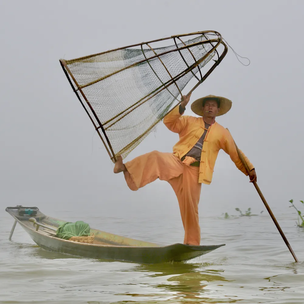 Myanmar Foot Fisherman