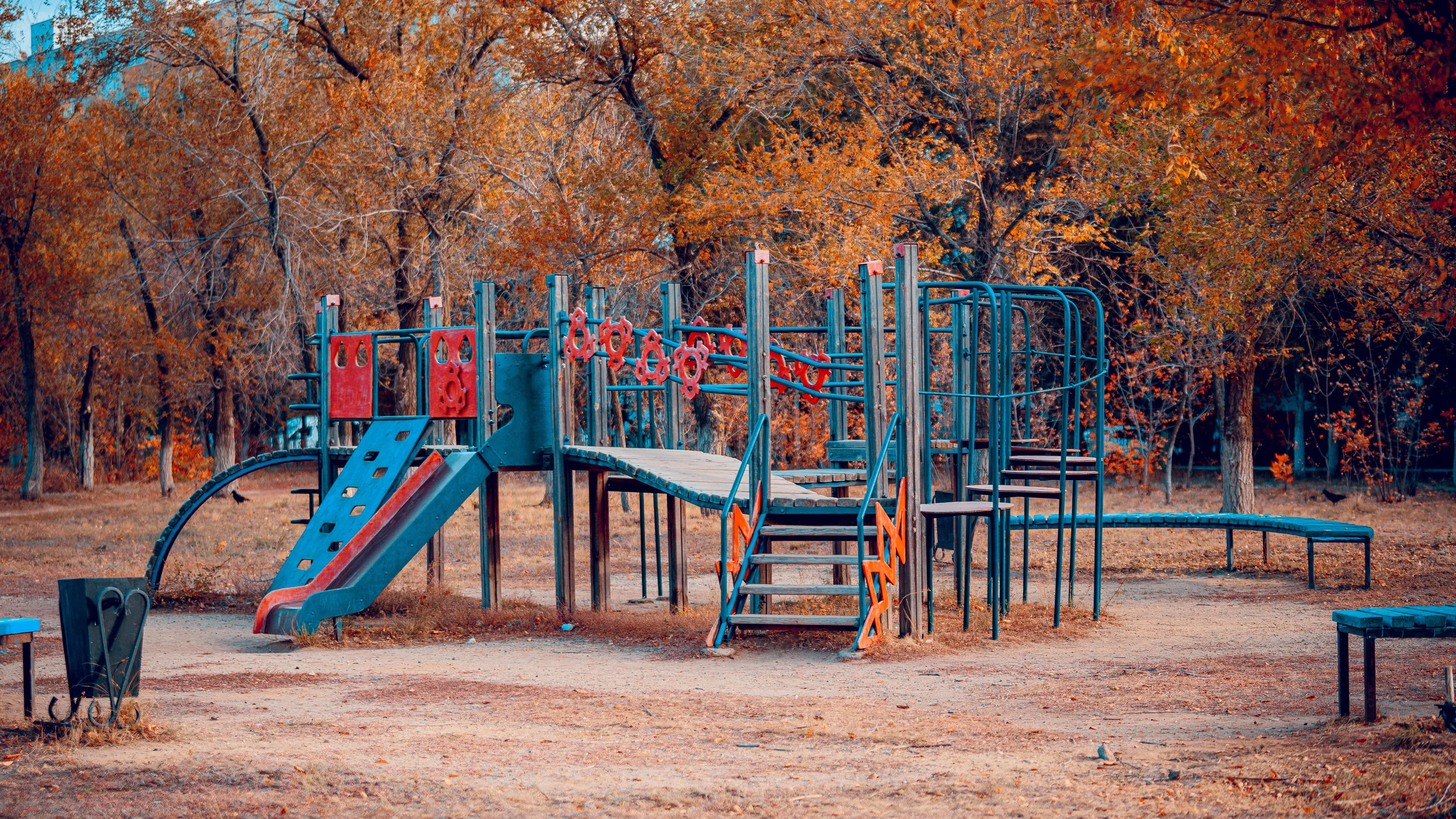 Playground Equipment in Empty Playgrounds
