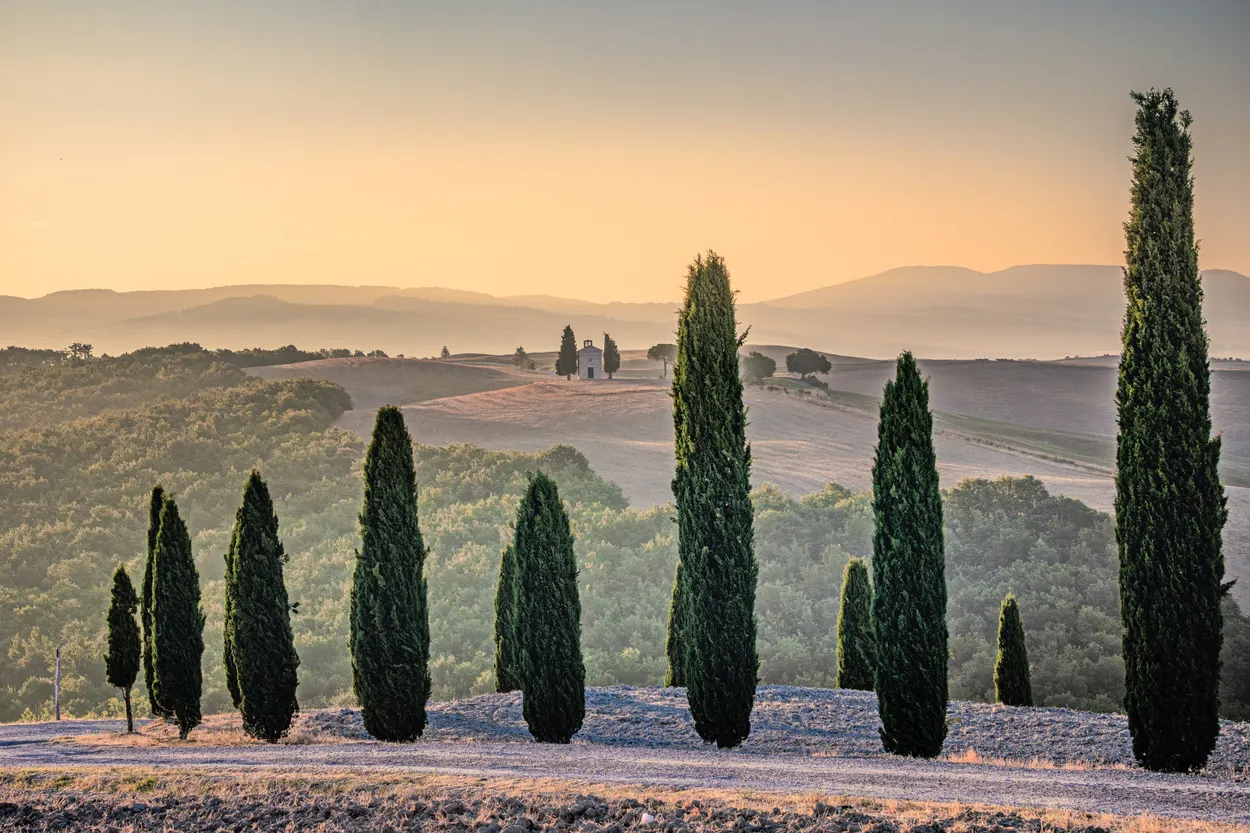 Chapel of the Madonna di Vitaleta in the morning light