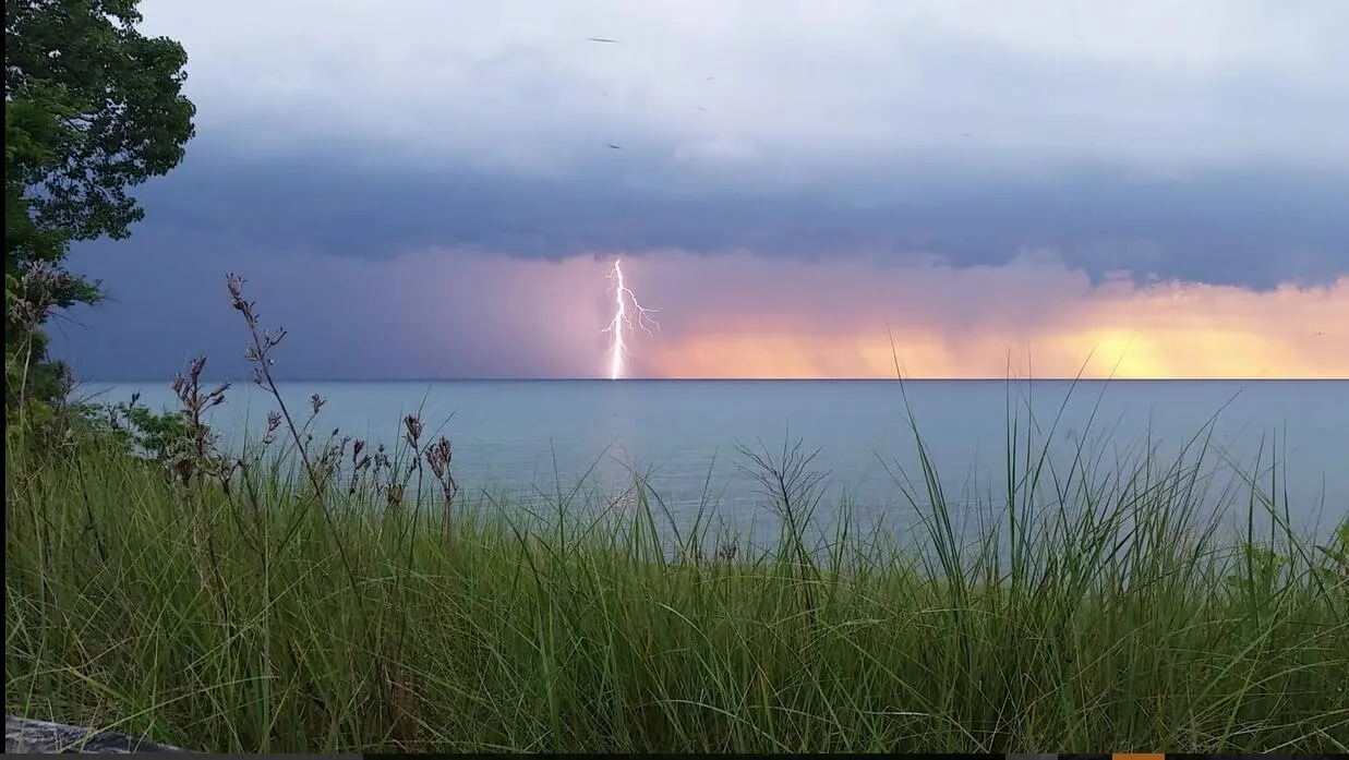 Lightning at sunset