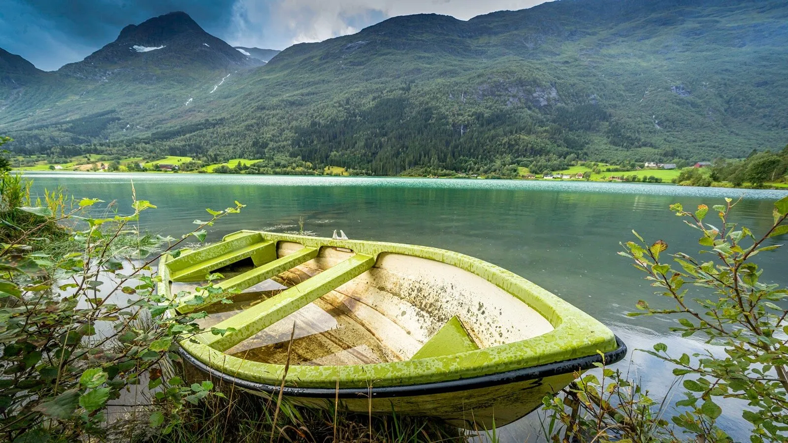 Boat by lake
