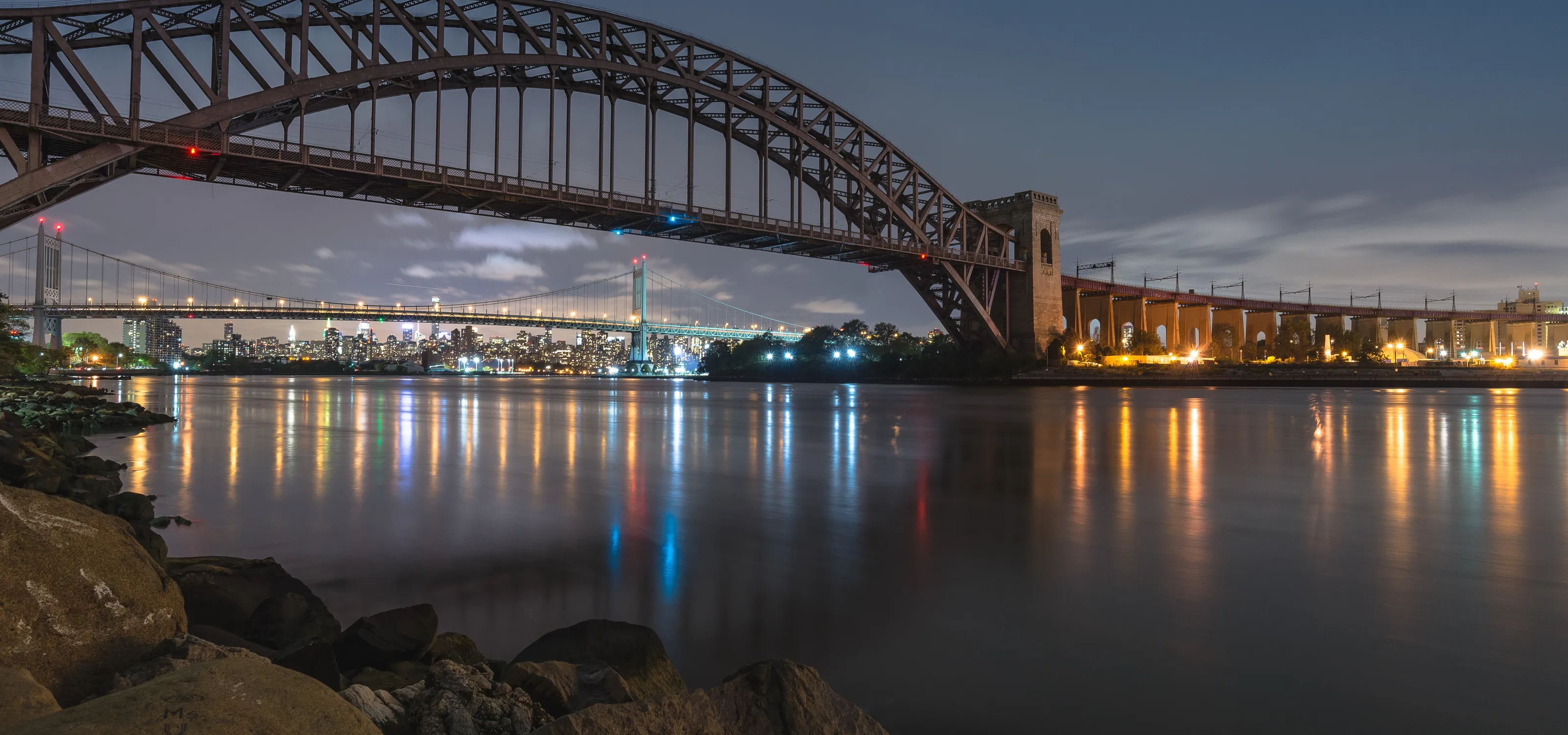 Hells Gate Bridge at night