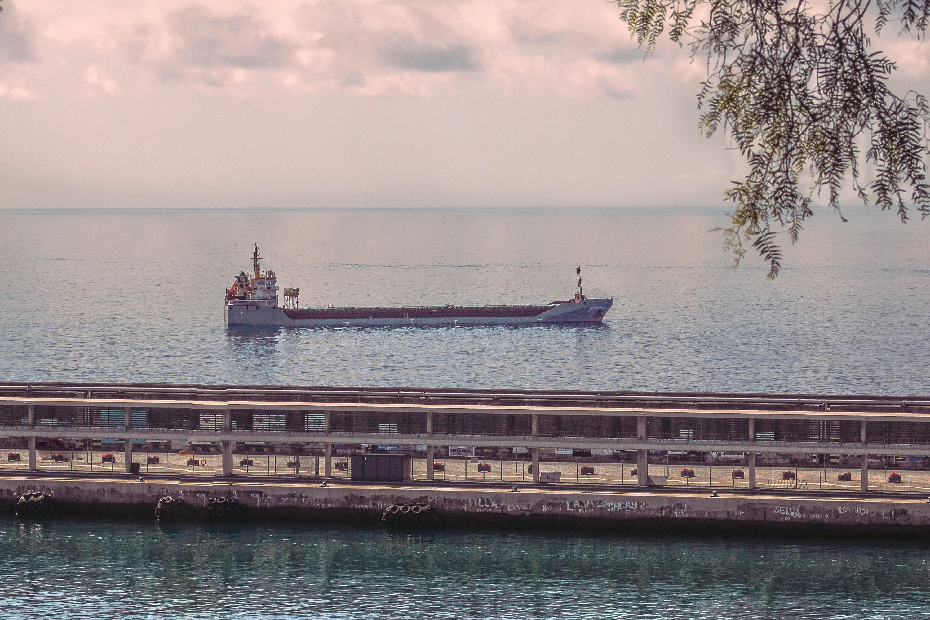 Freighter out of port