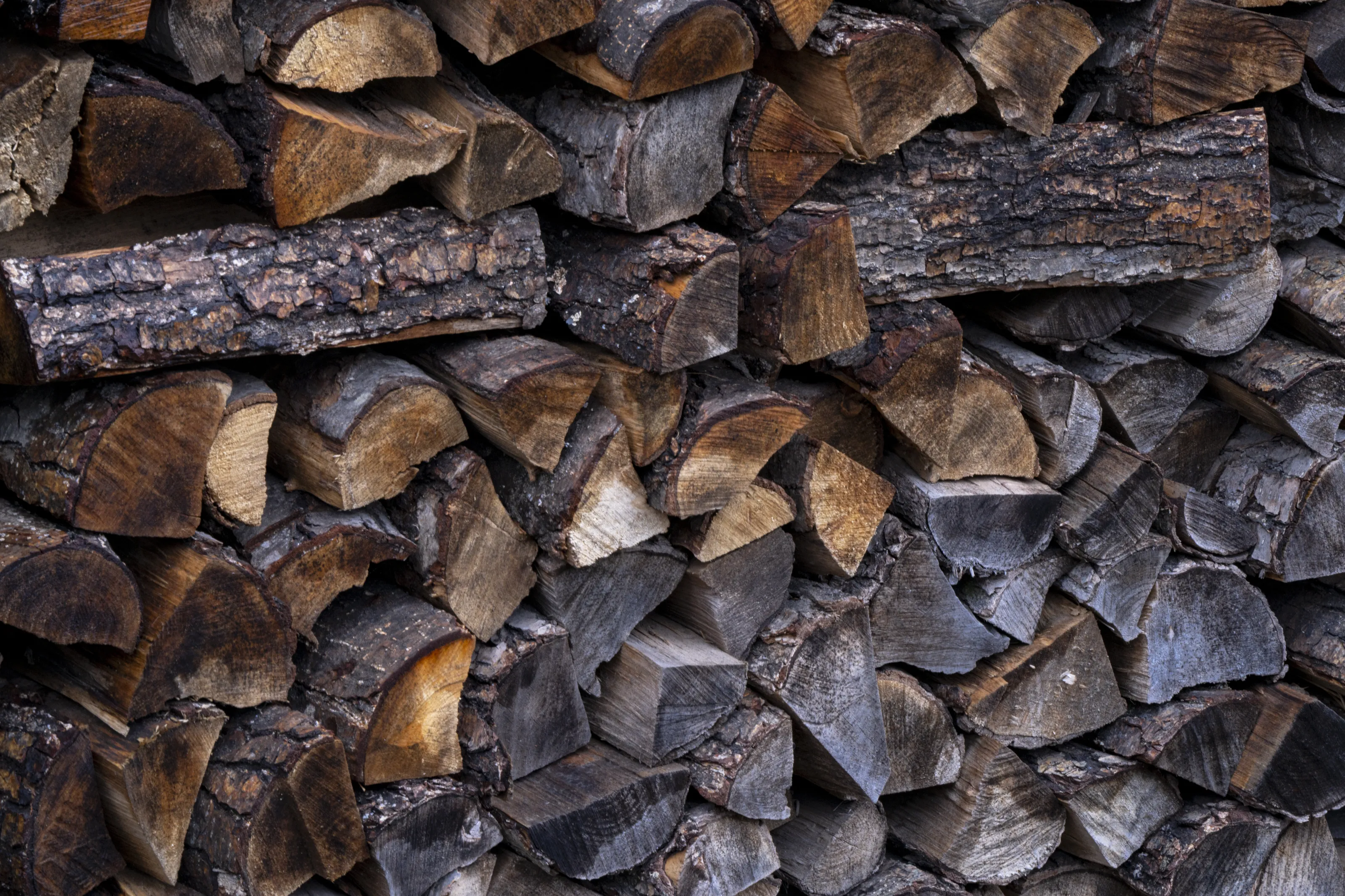Chopped firewood for kindling the stove and fireplace