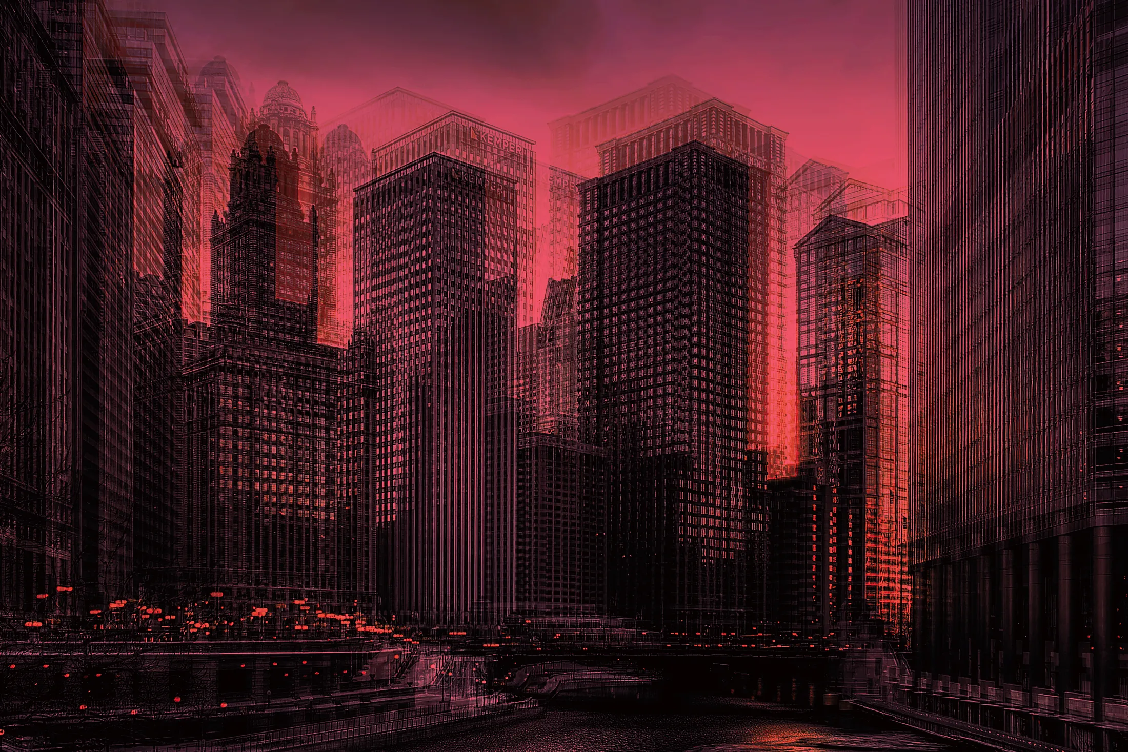 Chicago River at Dusk, Multiple Exposure