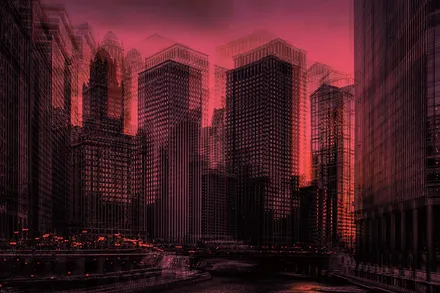 Chicago River at Dusk, Multiple Exposure