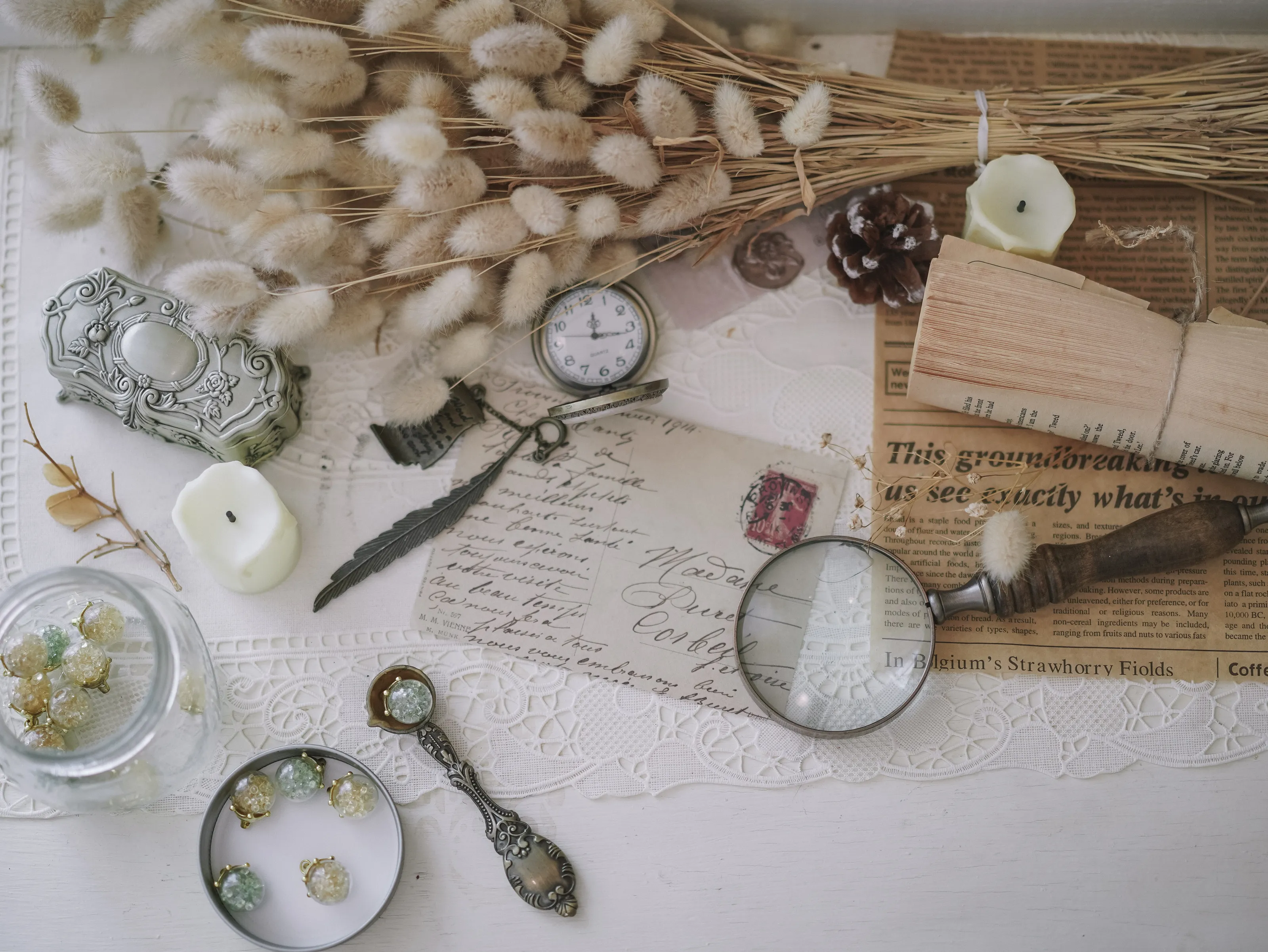 Top view vintage setting