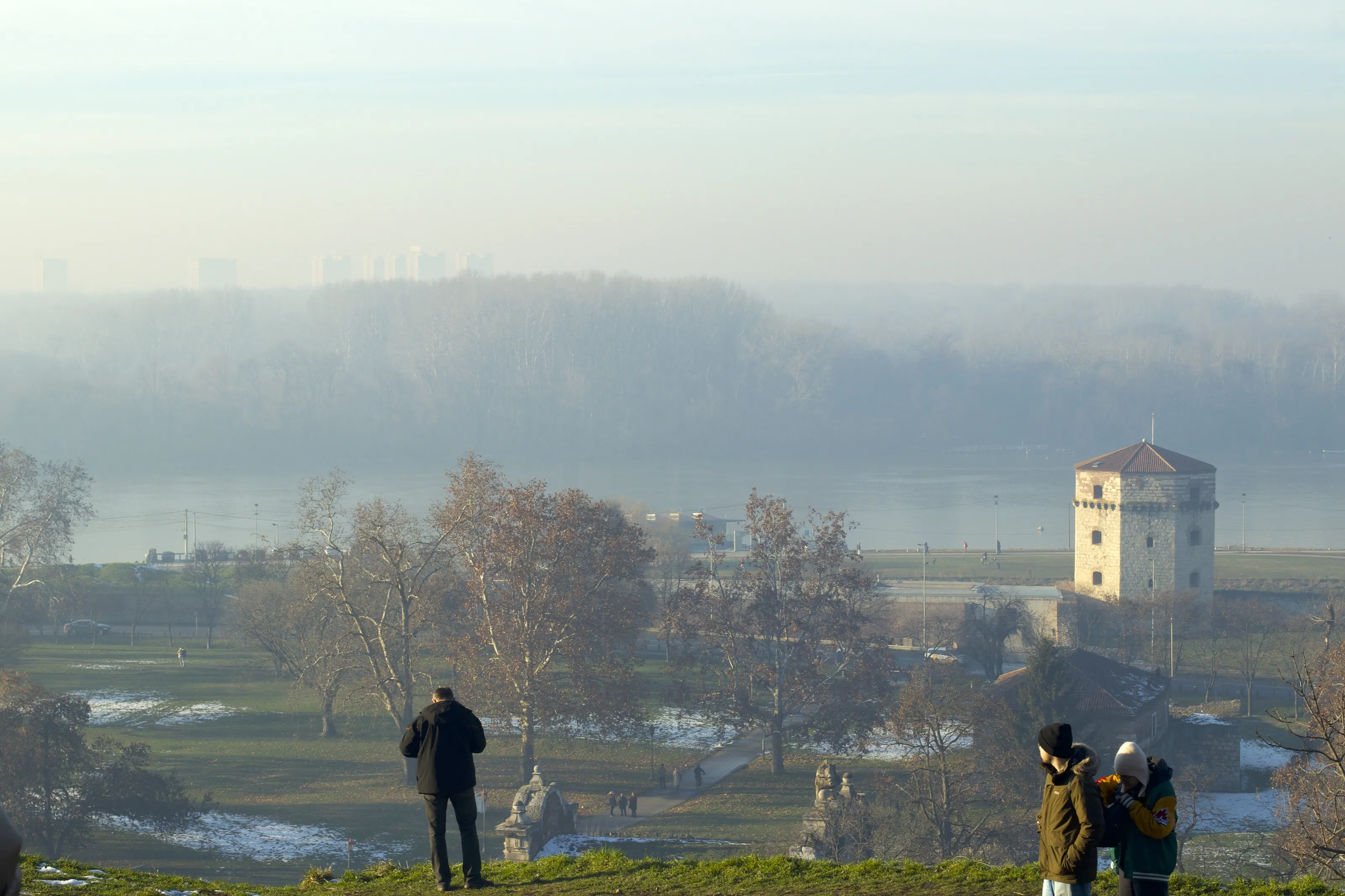 Sava river hidden by the fog