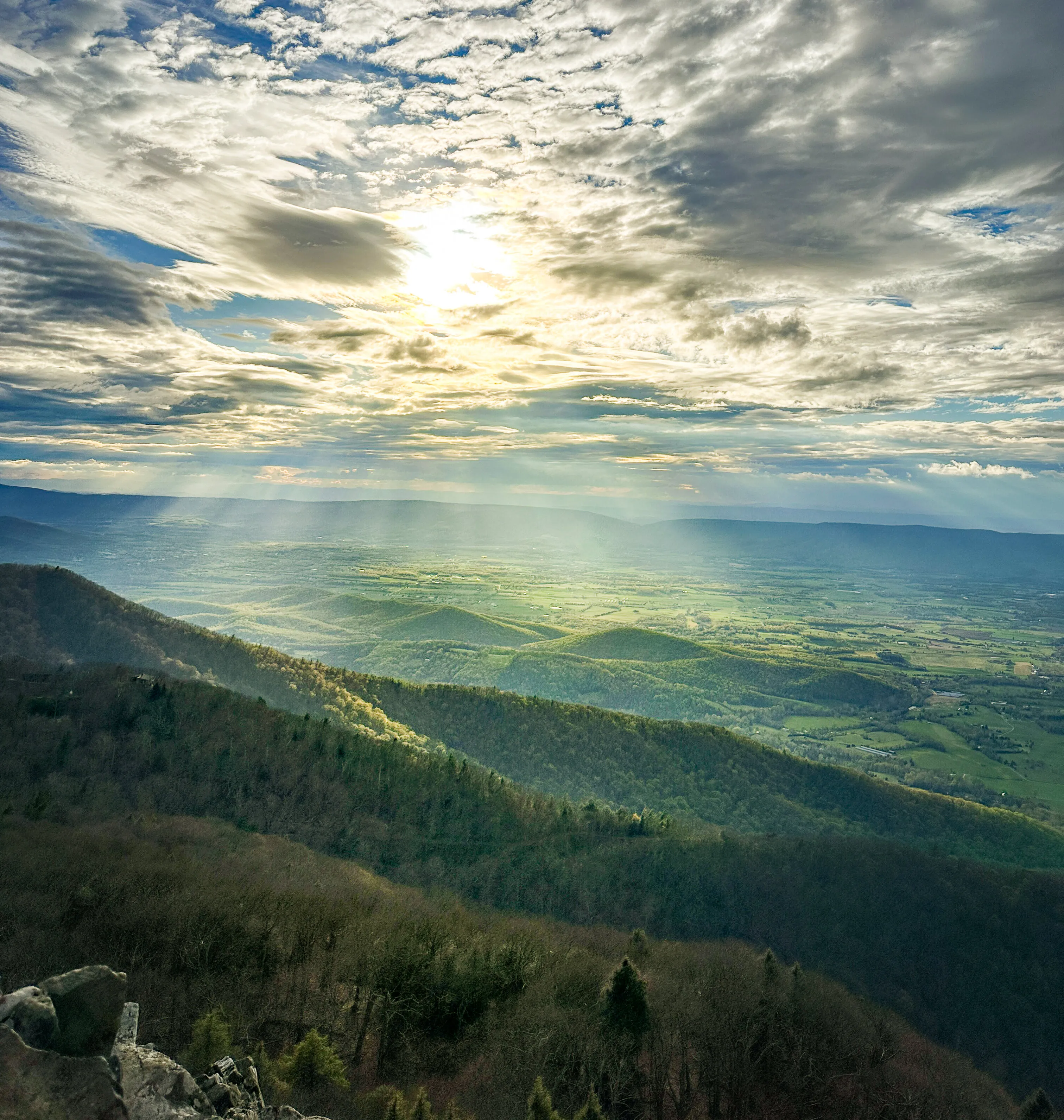 Sun flares in valley