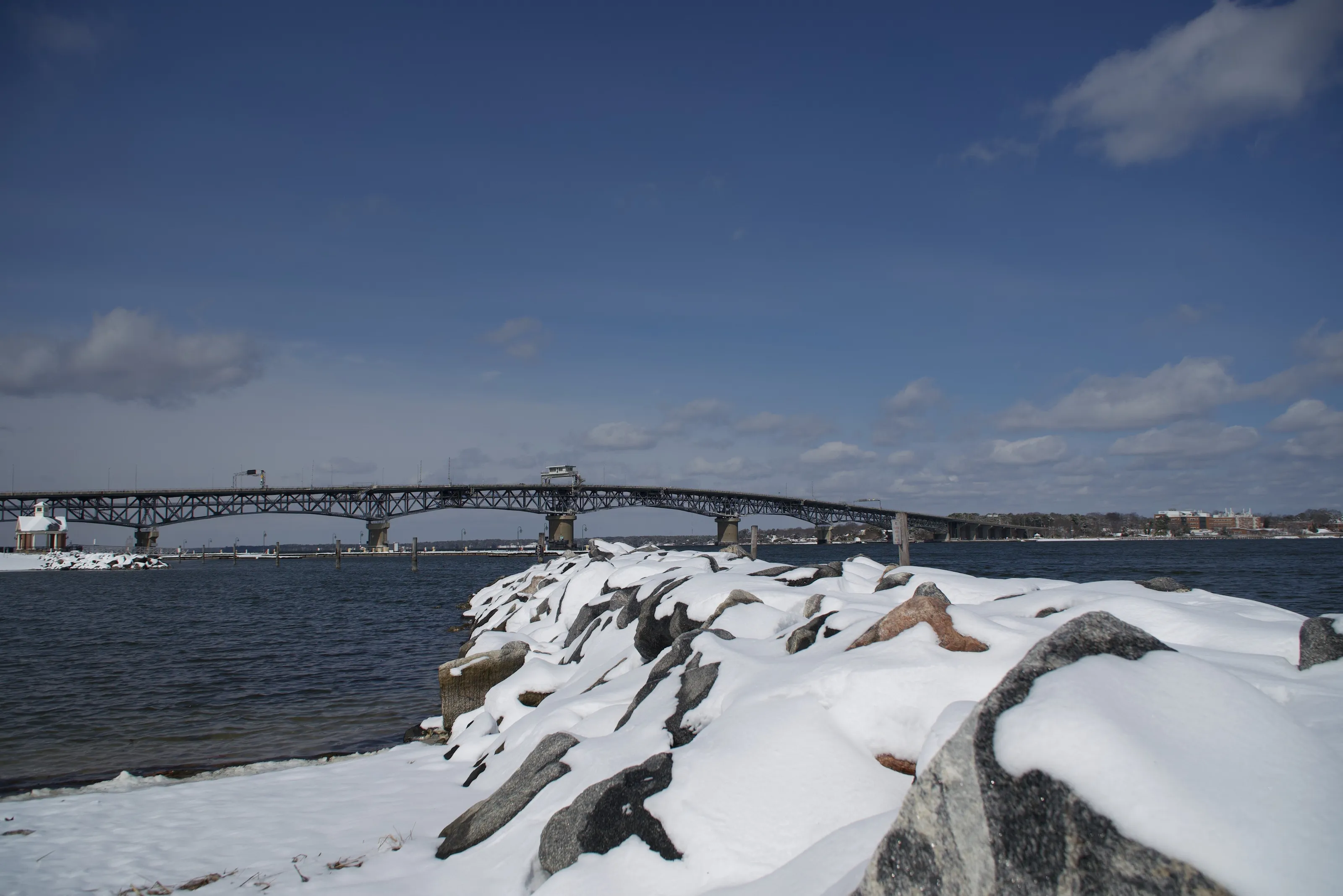 Rare Snow on the Beach at Yorktown, VA