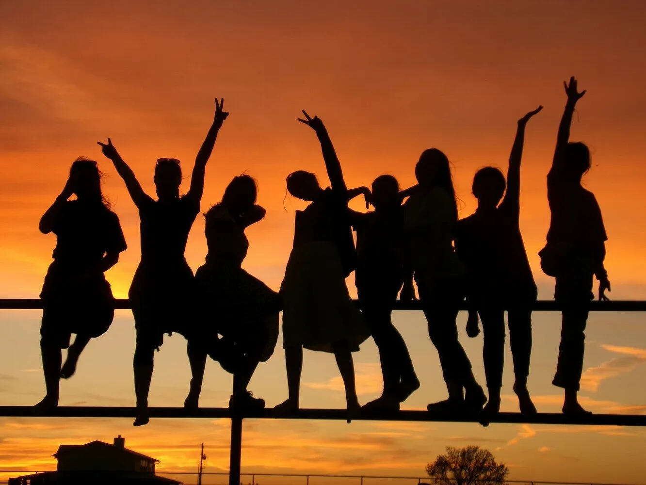8 Friends At Sunset