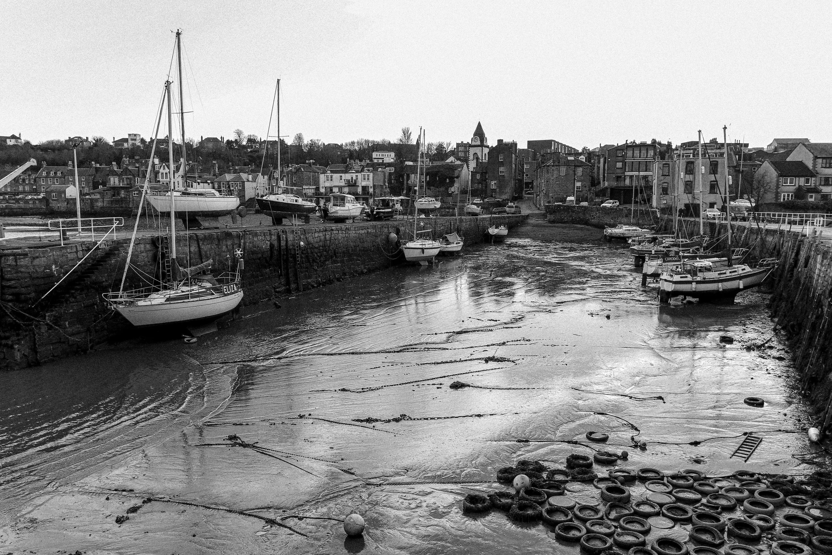Stranded Boats in Black and White