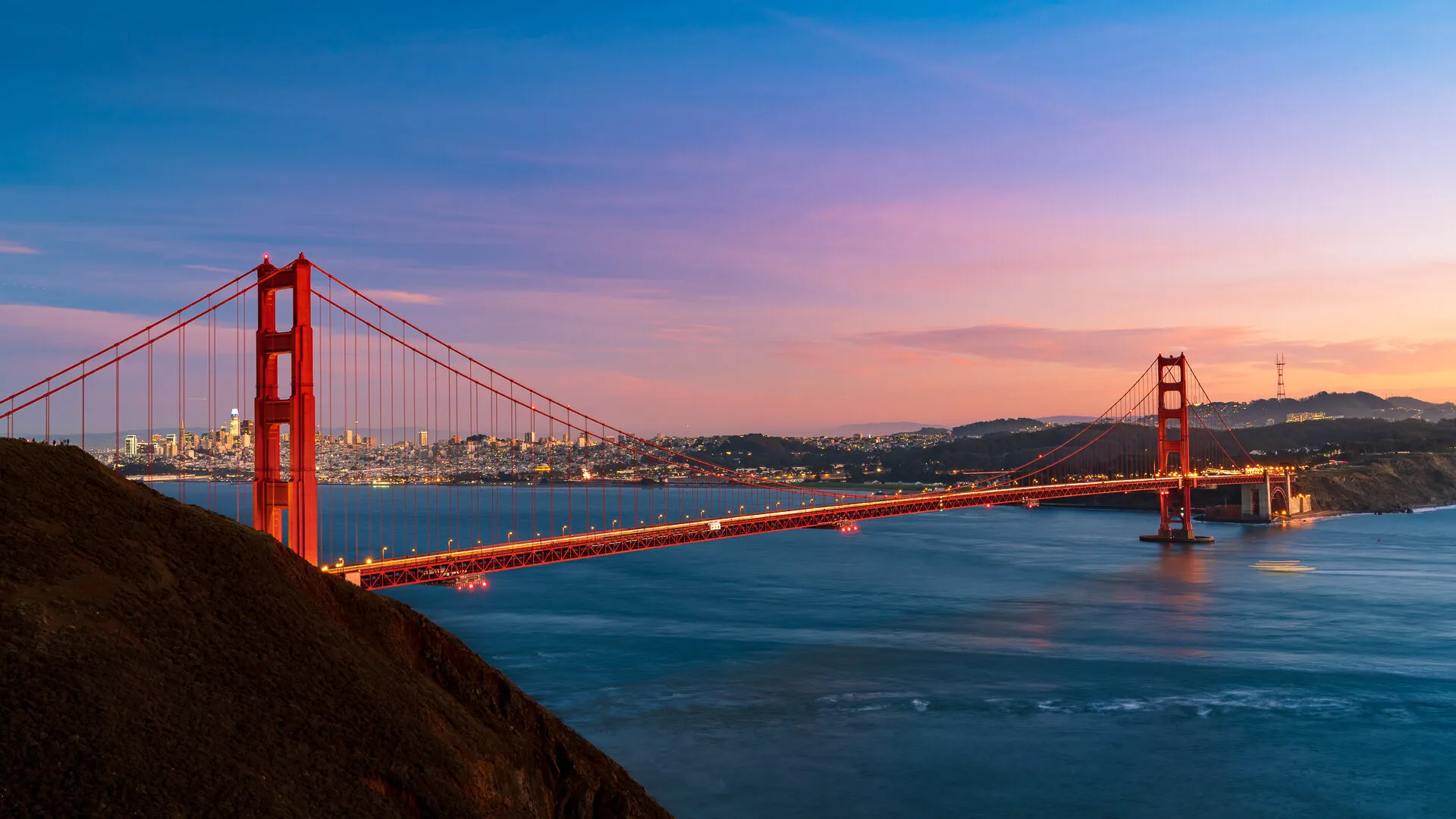 Golden Gate Bridge at sunset