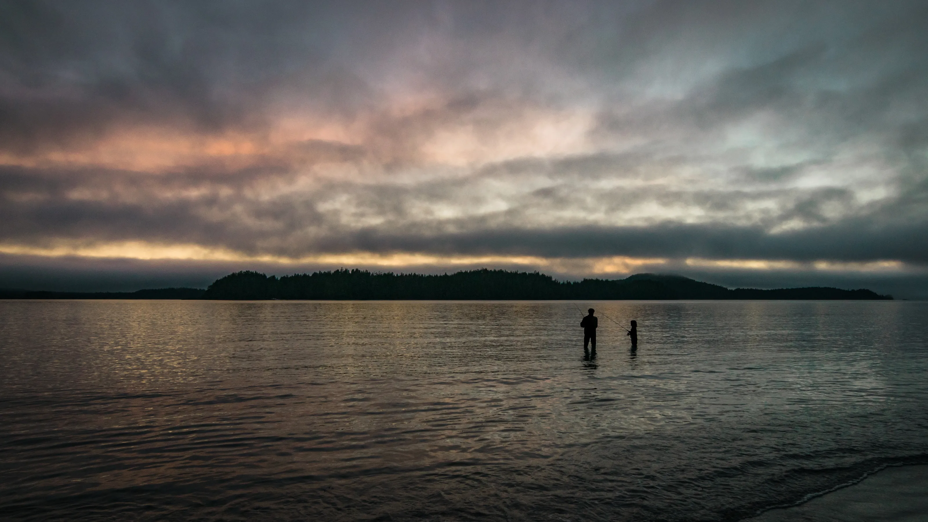 Fishing at sunset
