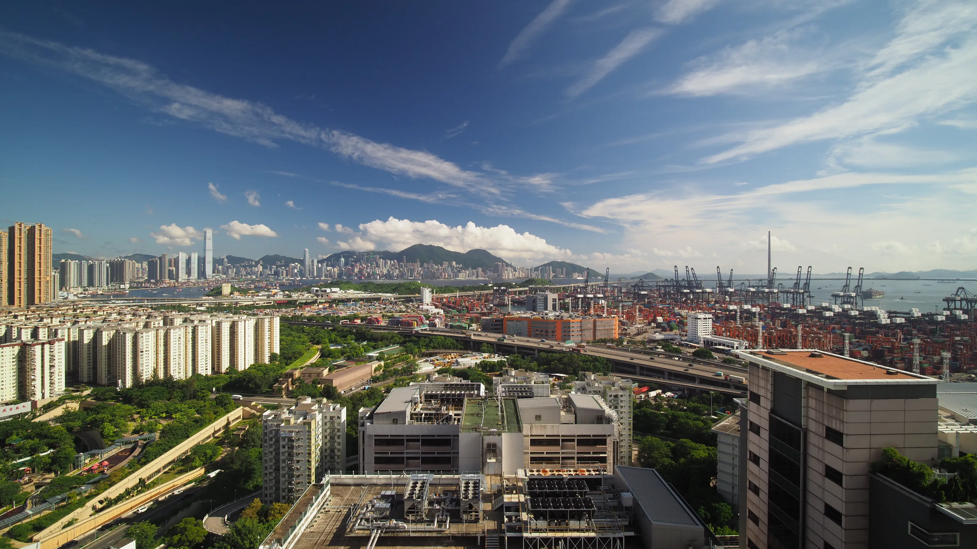 View of Victoria Harbour from Kwai Chung, Hong Kong