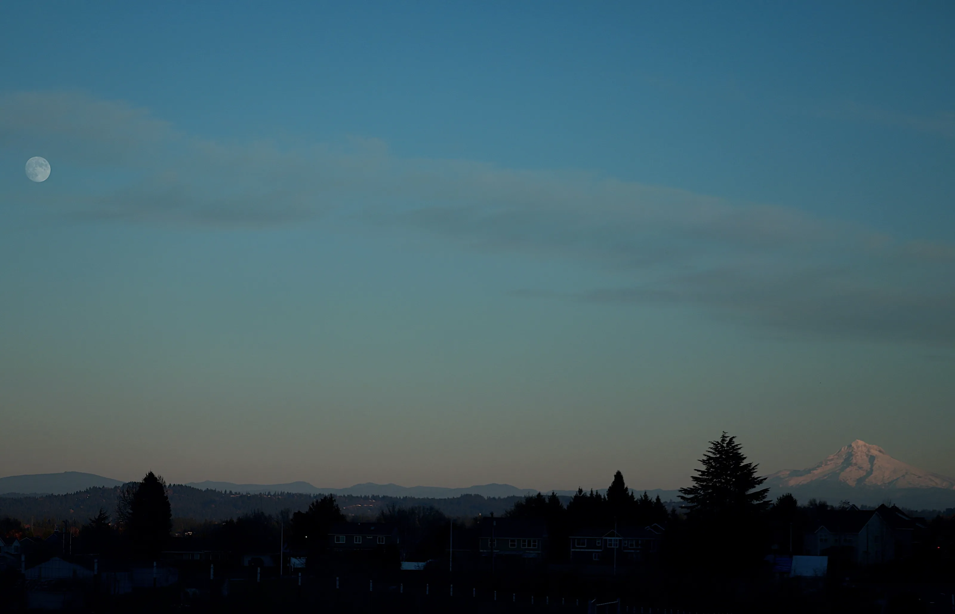 Mt hood and the moon