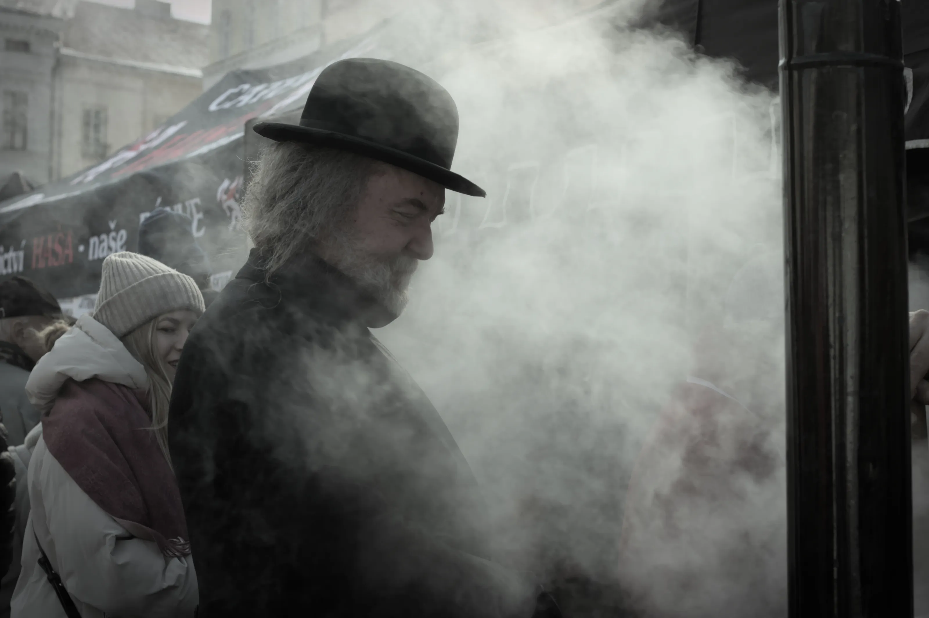 man in smoke