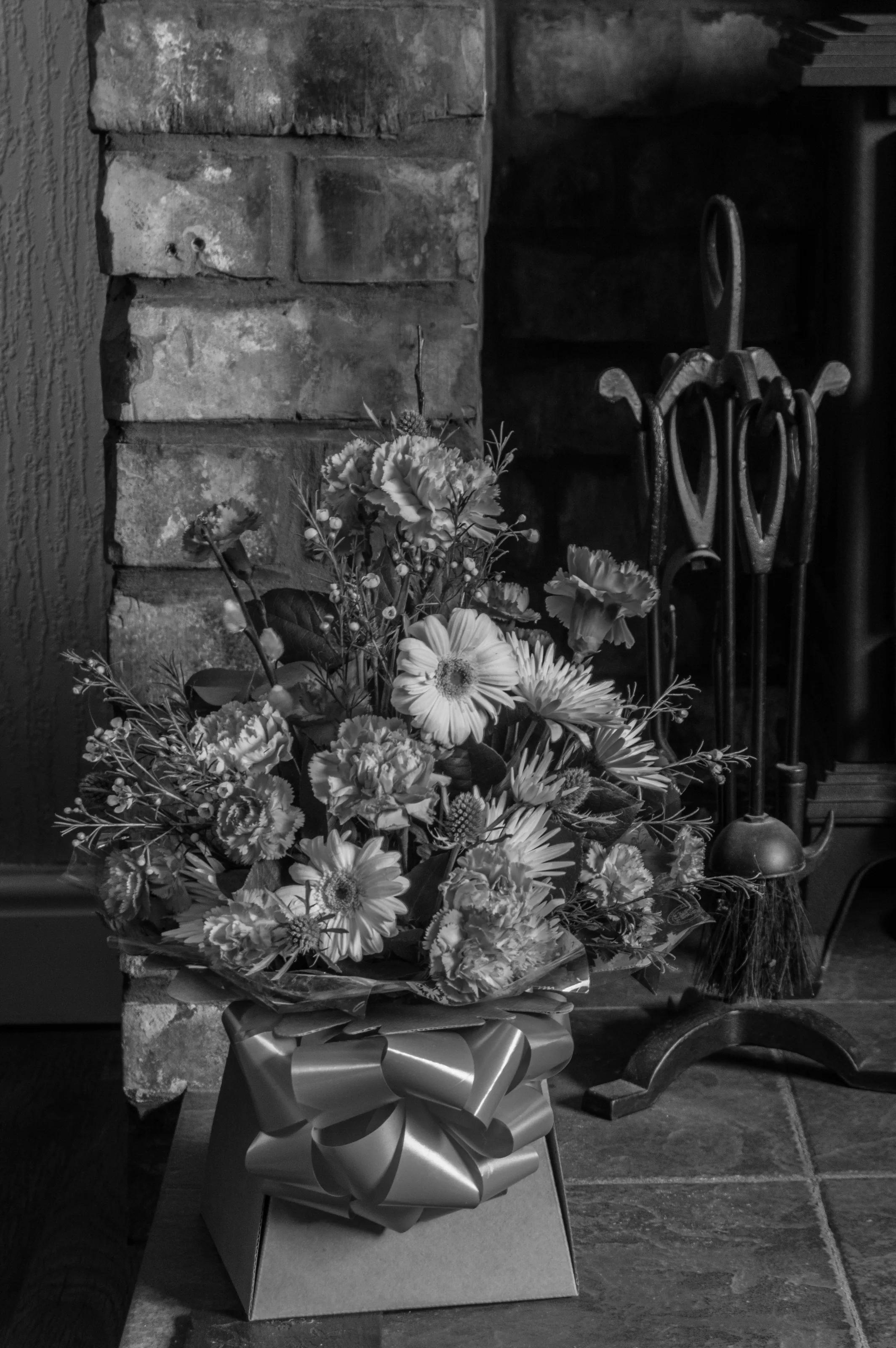 black and white flower