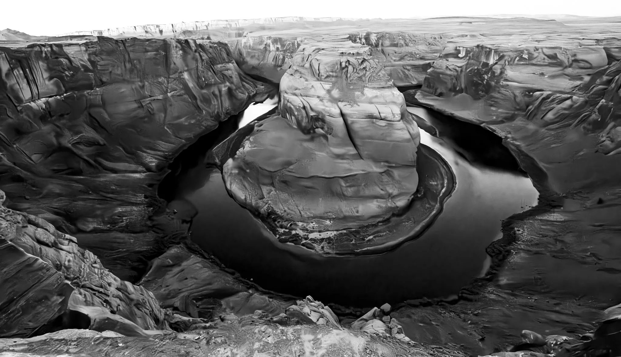 Looking Down at Landscapes in Black and White