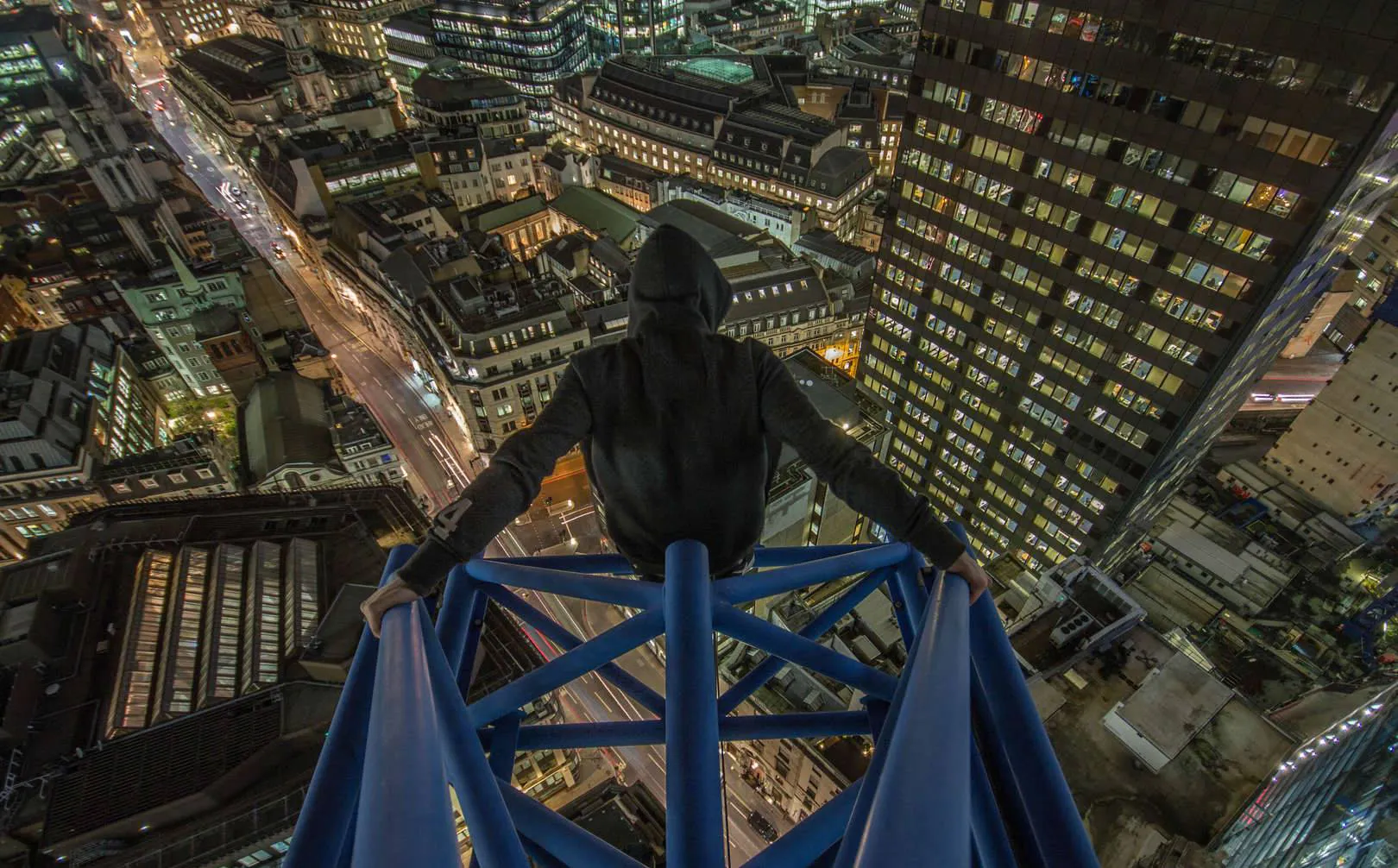 Looking down