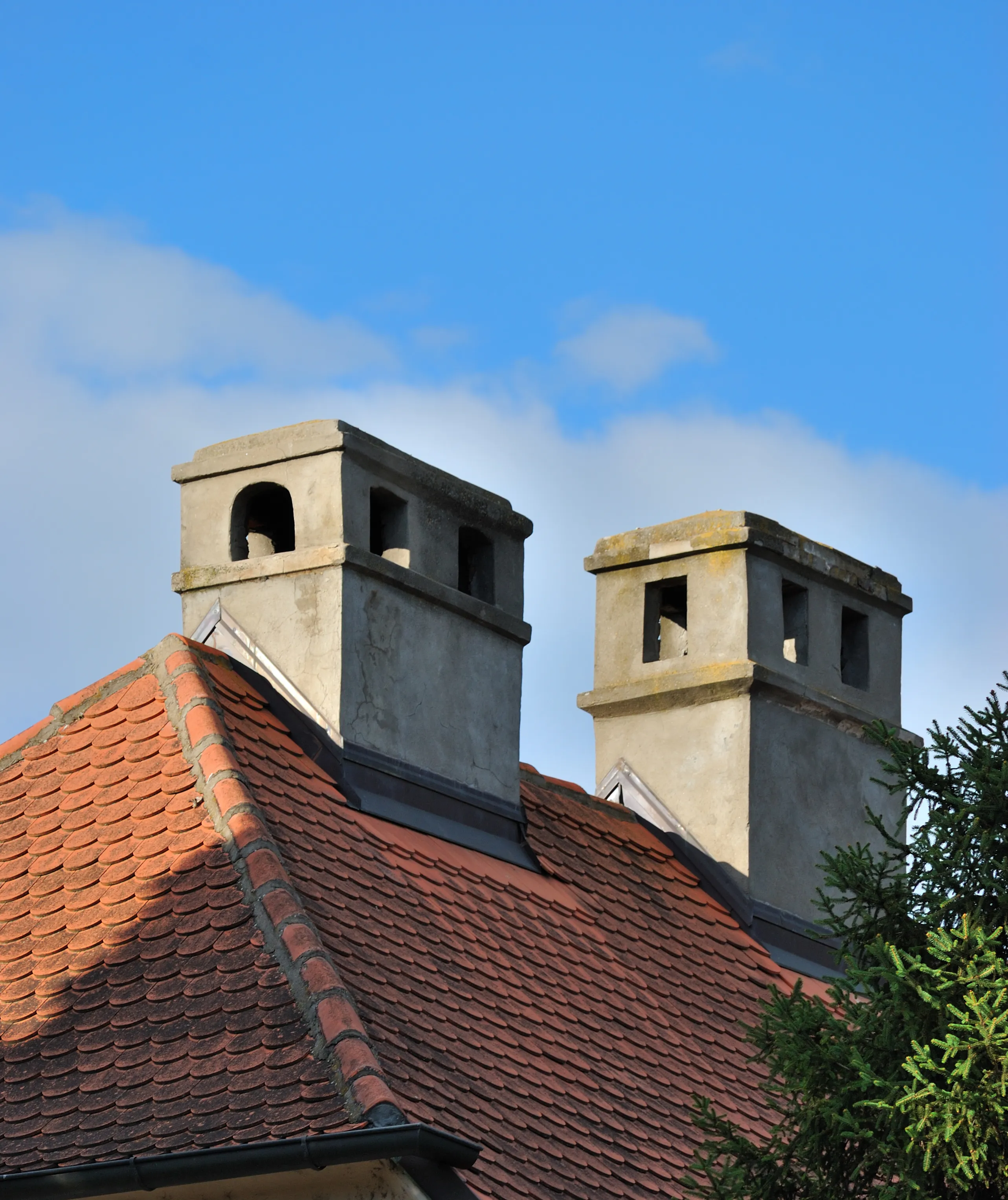 Chimneys on family homes