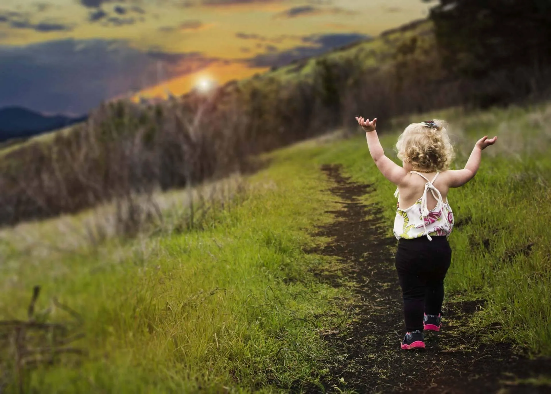 Children at sunset