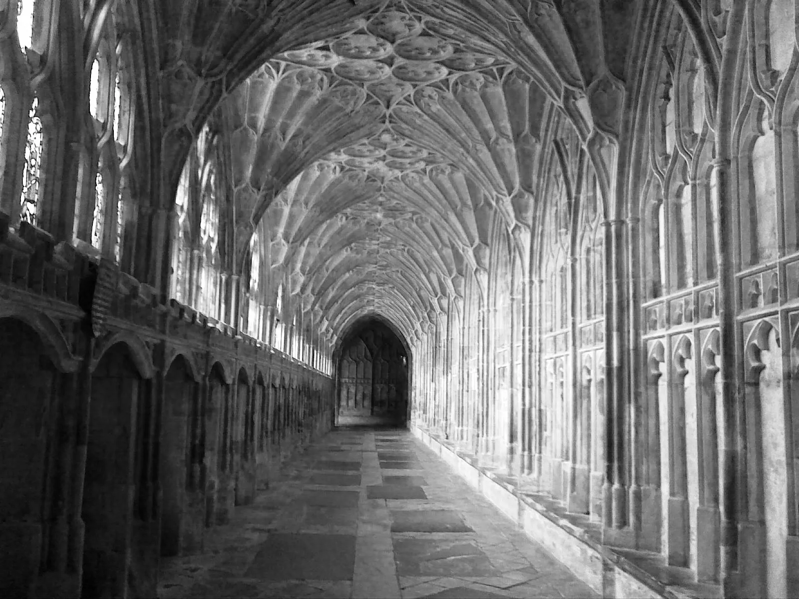 Cathedral passage ways and cloisters In B&W