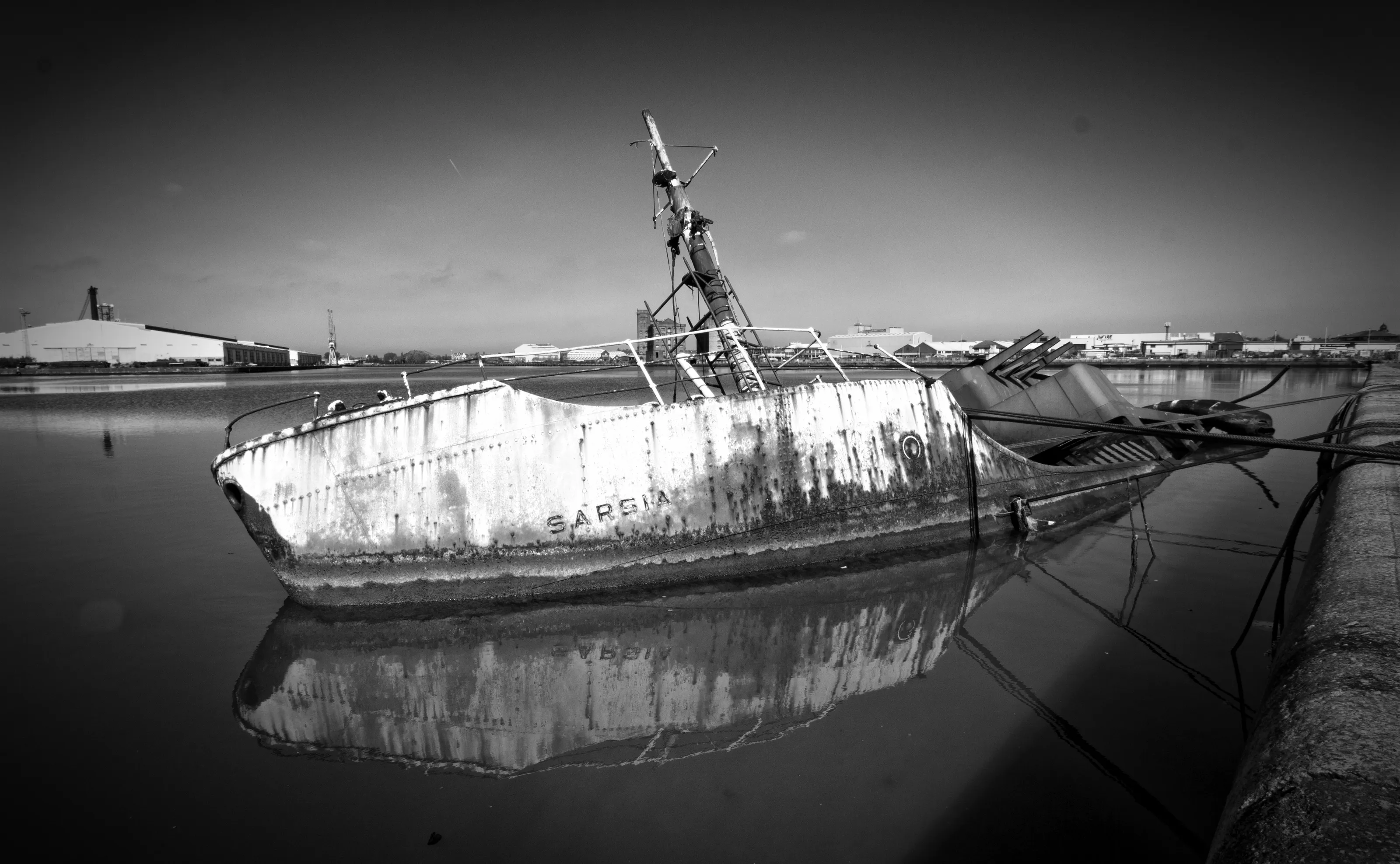 Wrecks of boats and ships (black & white)