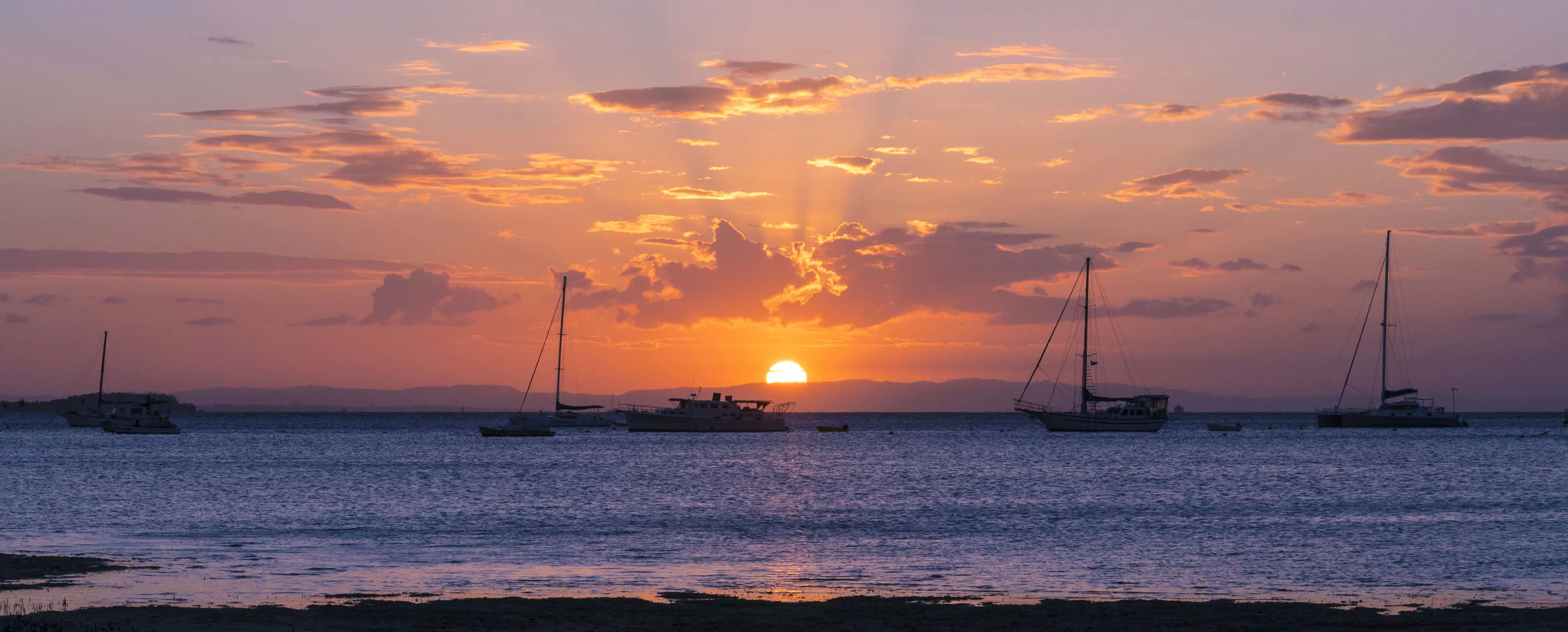 Boats at Sunrise or Sunset