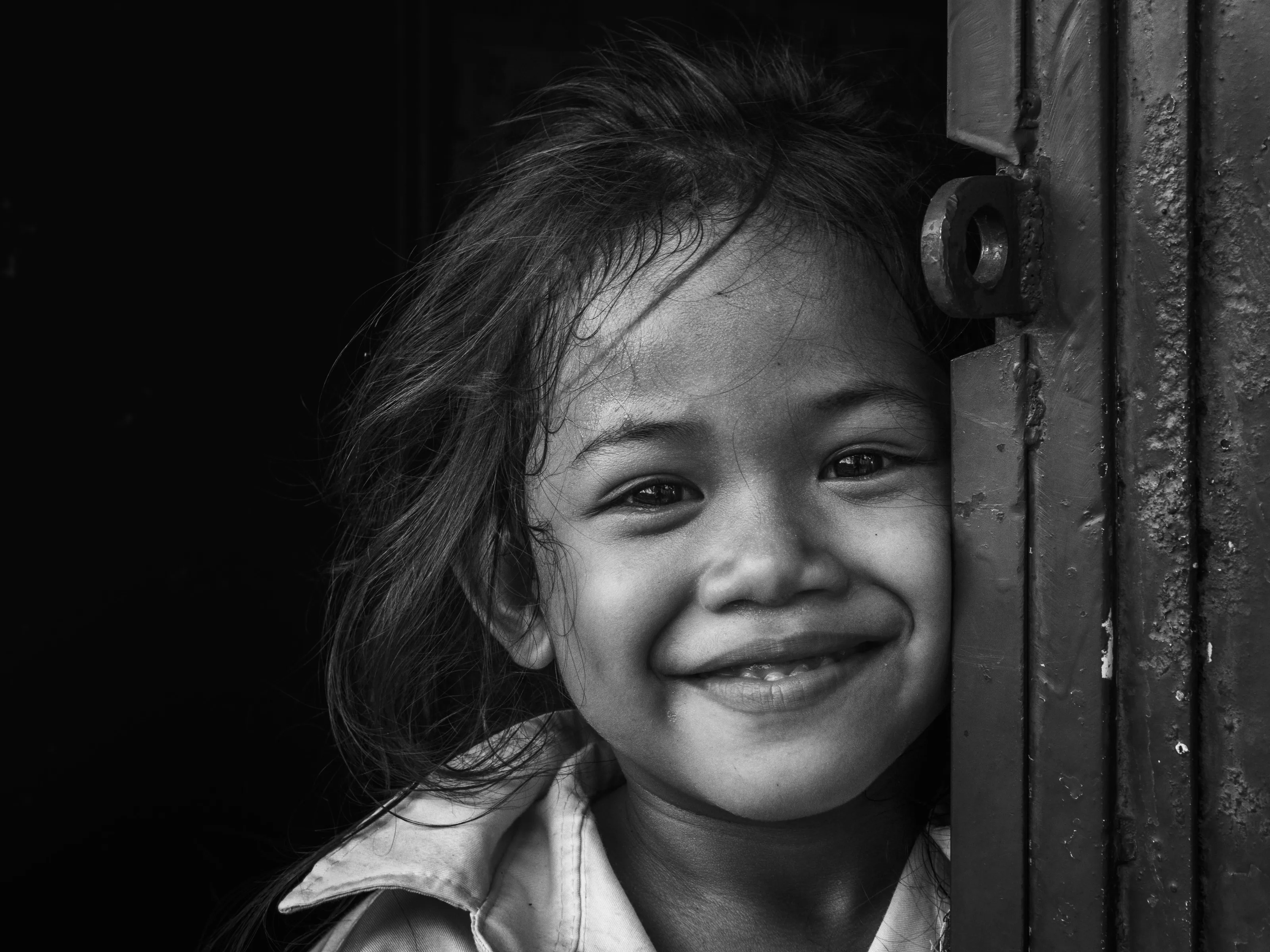 Portrait of a Child in Black and White