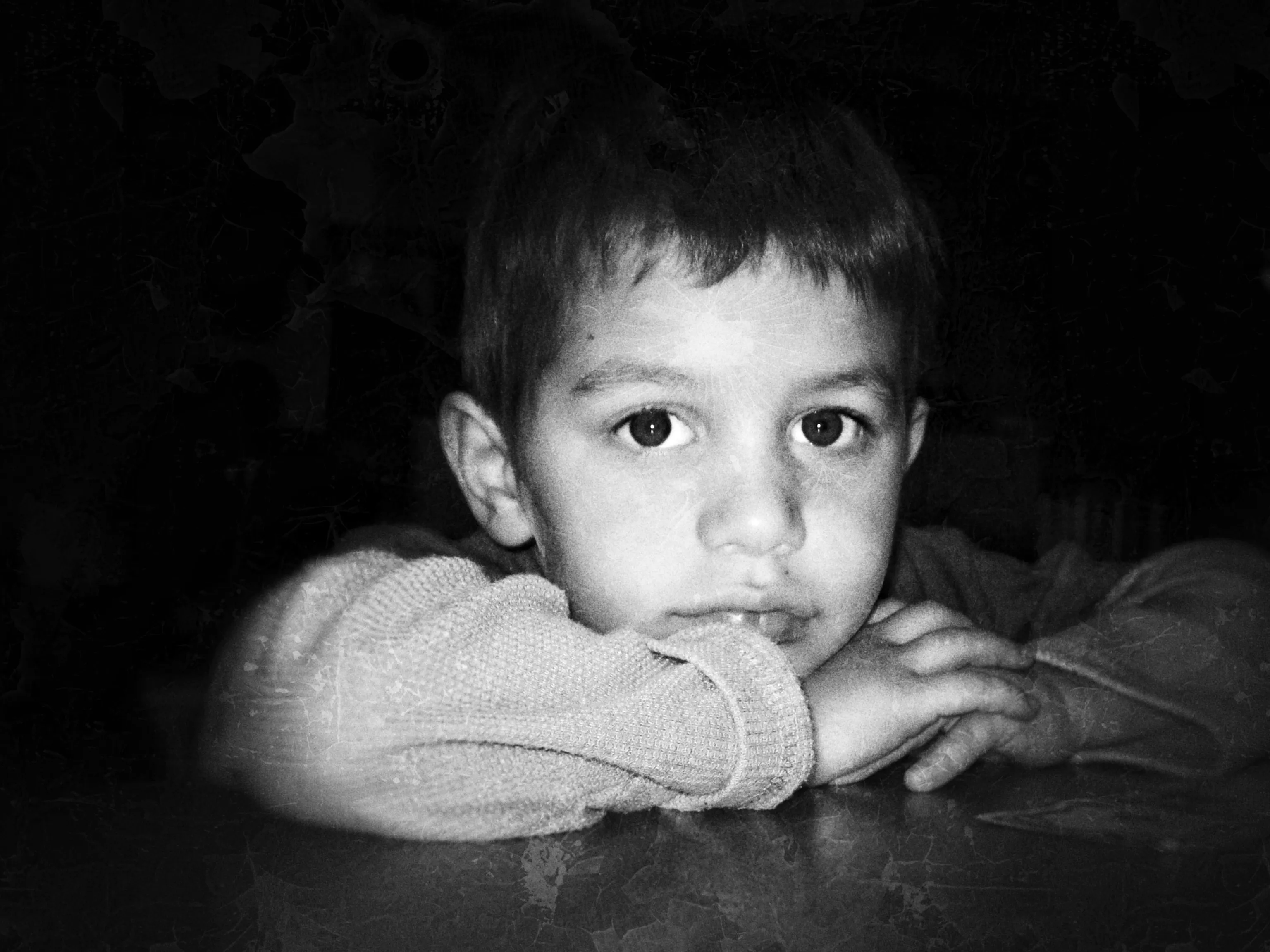 Portrait of a Child in Black and White