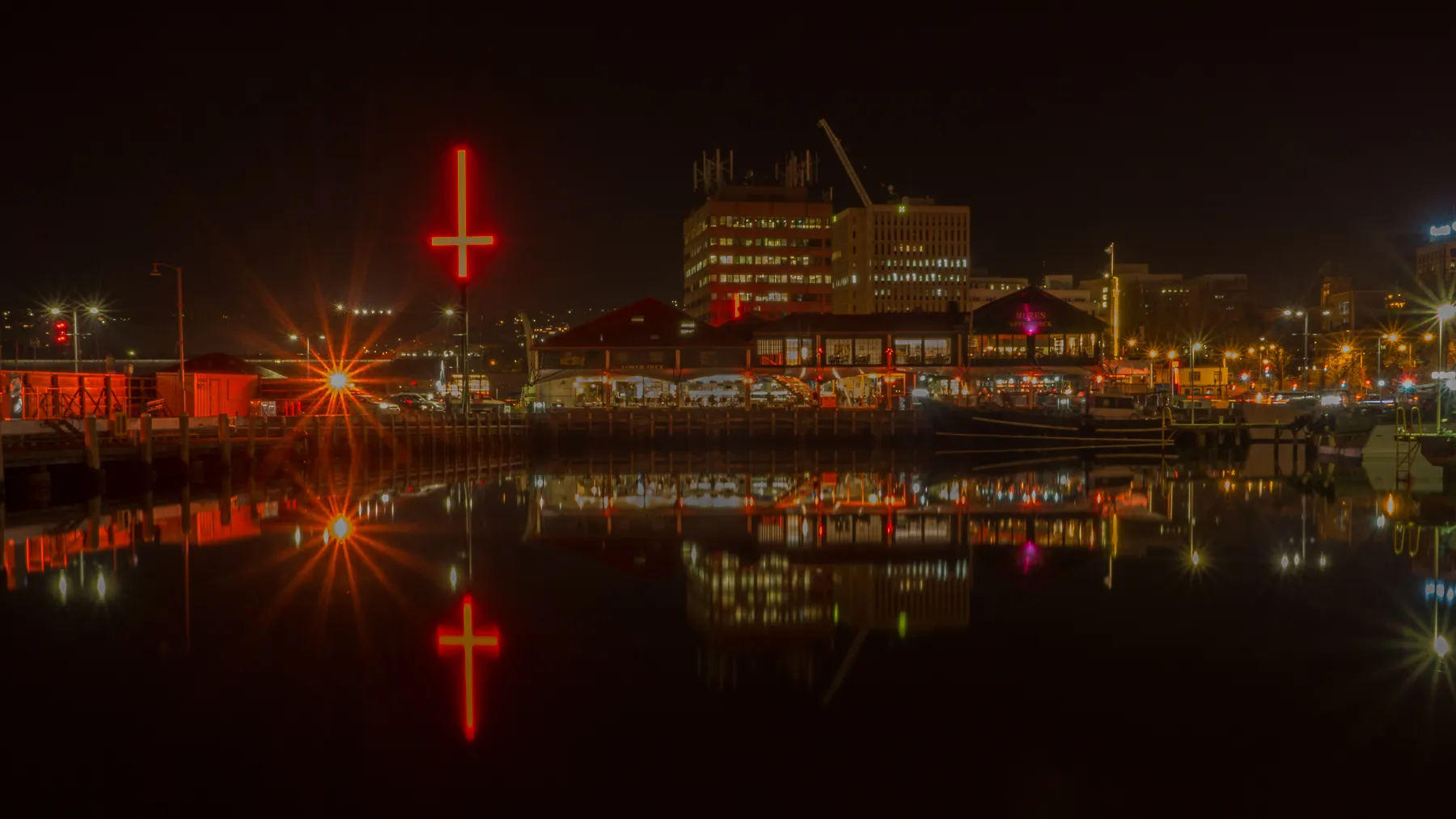 Lights and Their Reflections at Night