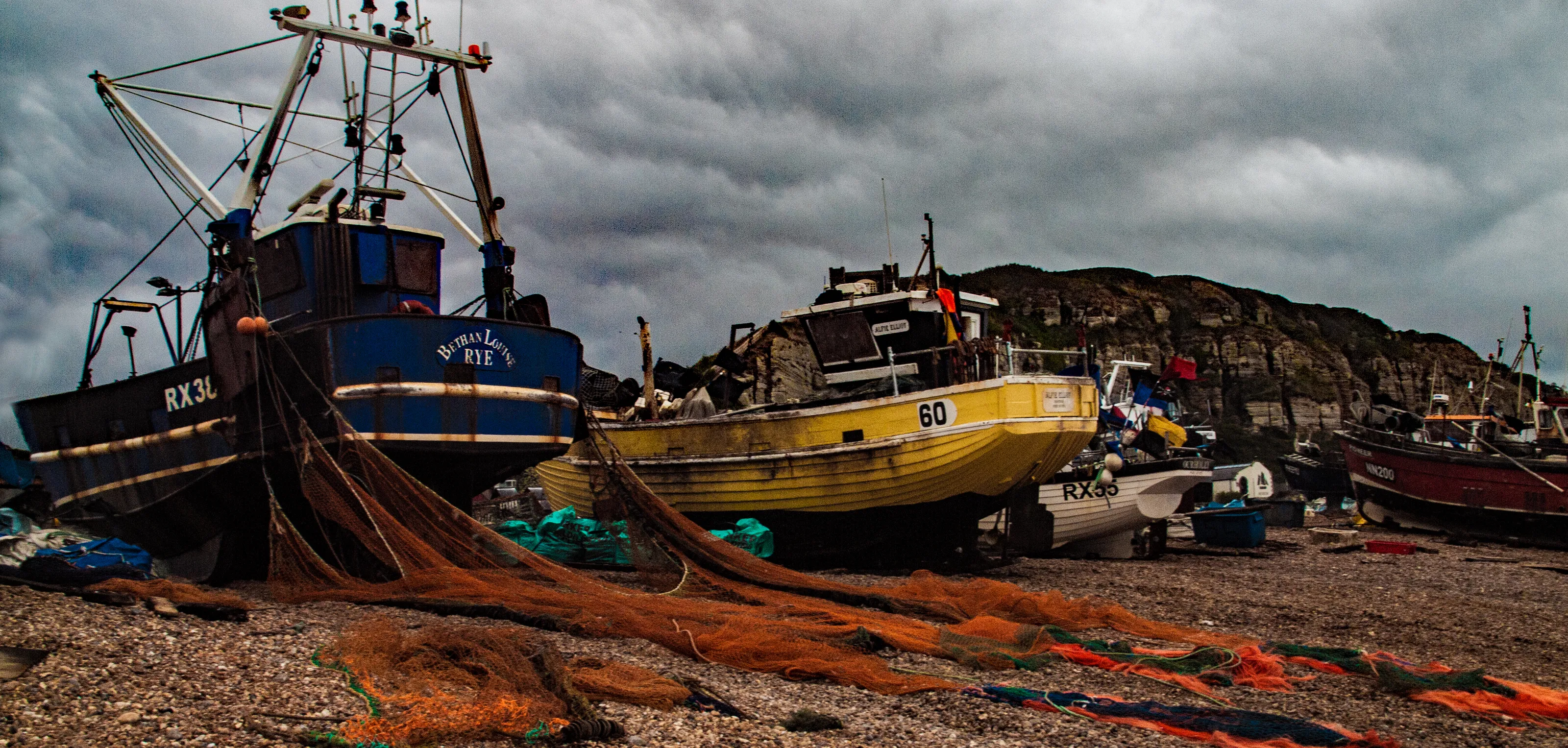 Beached Fishing Boats (in colour)