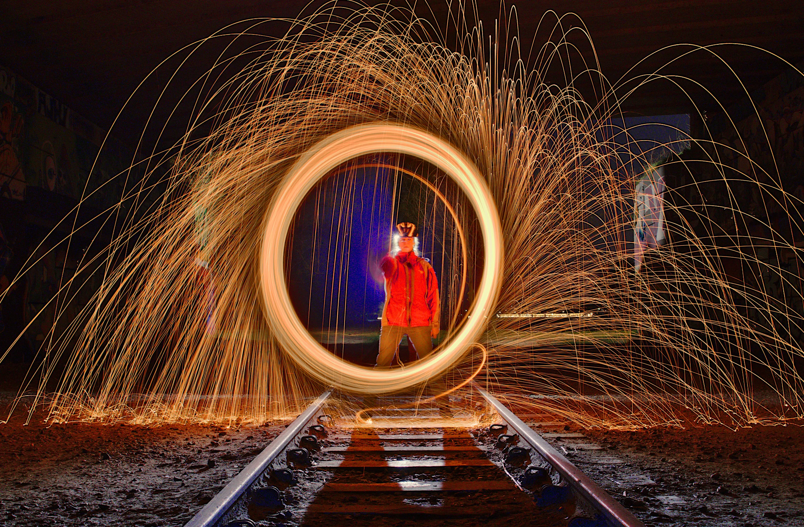 Light Painting with Burning Steel Wool