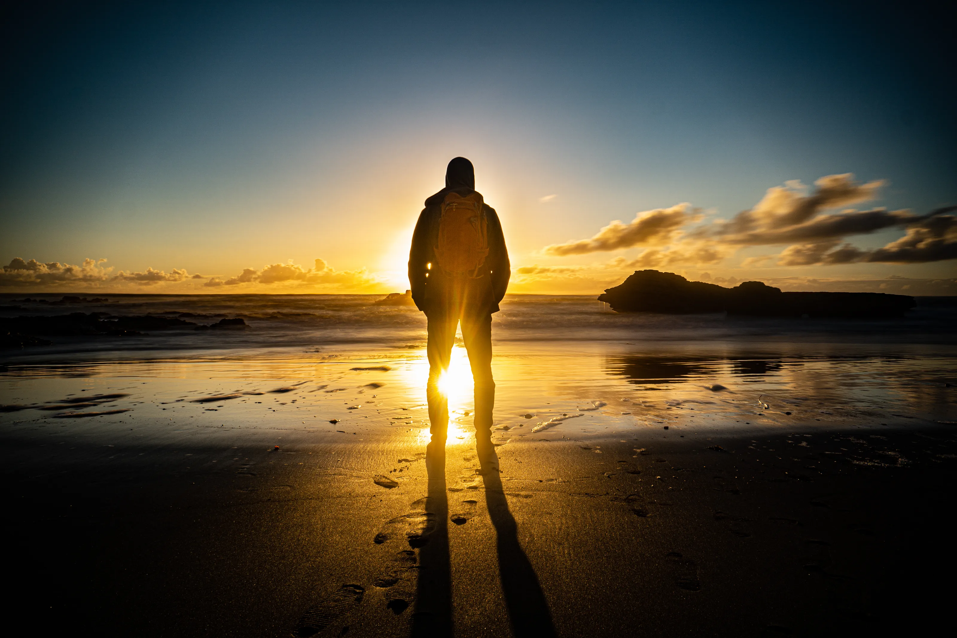 One Person Standing Alone Outside (no animals)