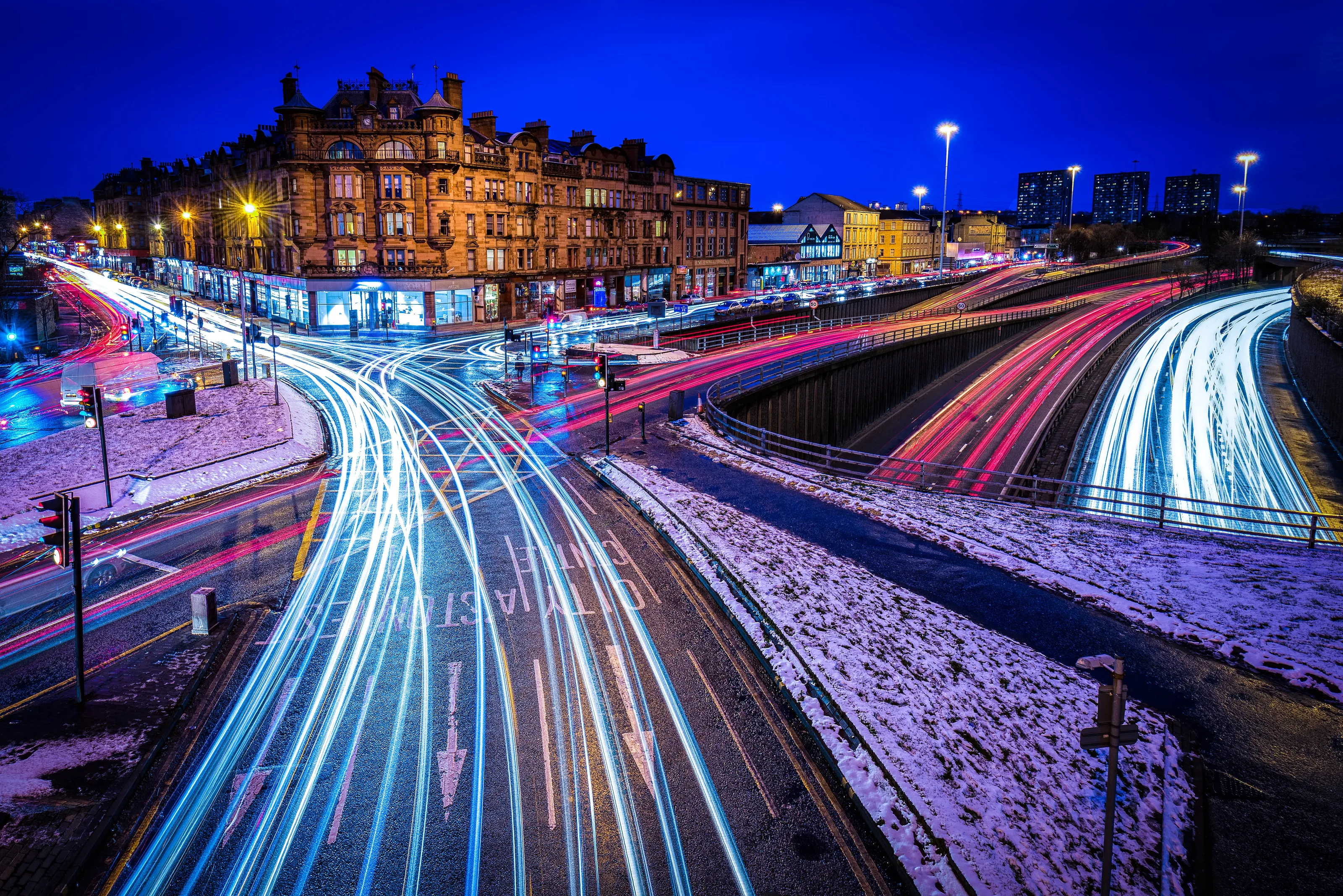 Light Trails from Vehicles on the Road