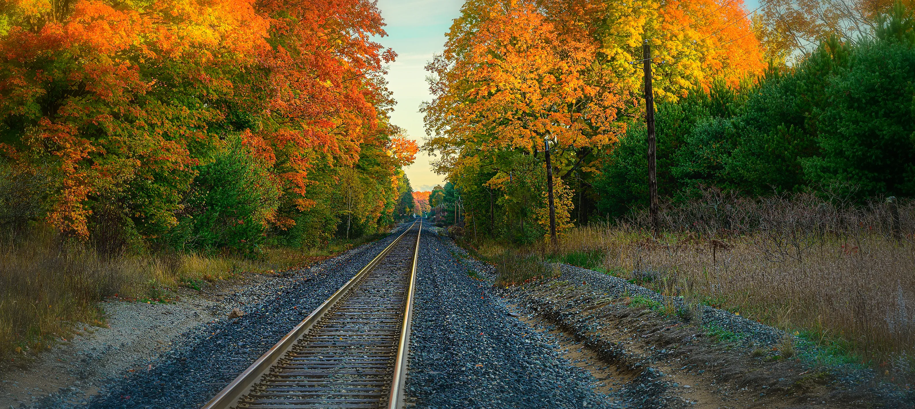 Empty Railway Tracks Without Trains