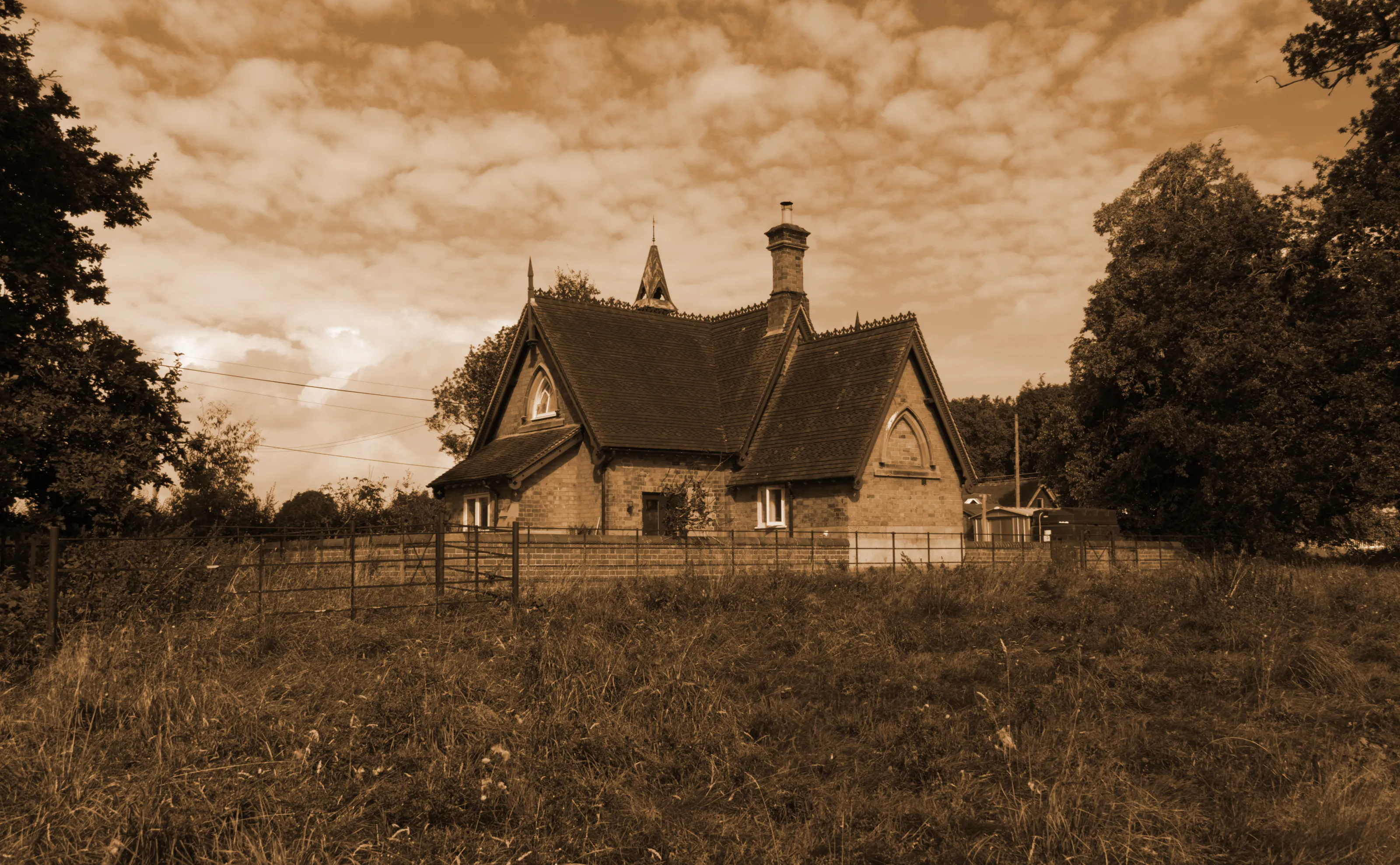 Countryside Buildings with Vintage Editing Effects